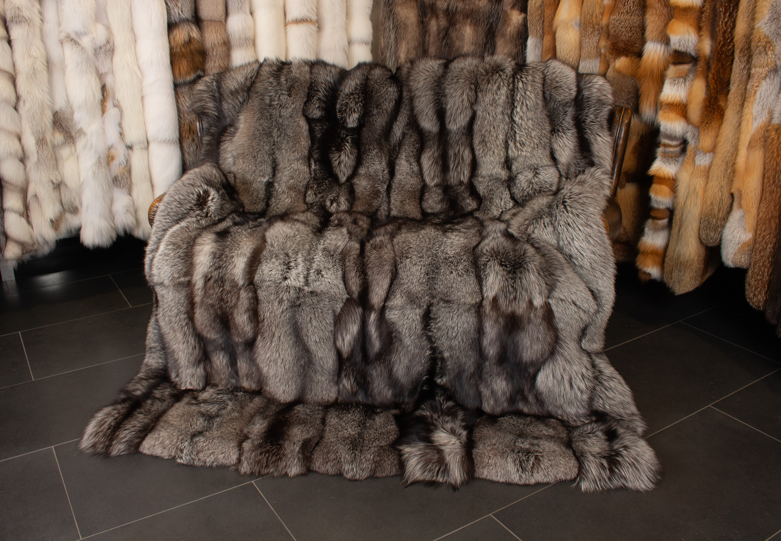 Silver Fox Fur Blanket - Brown Type Silver Fox Fur Blanket - Brown Type