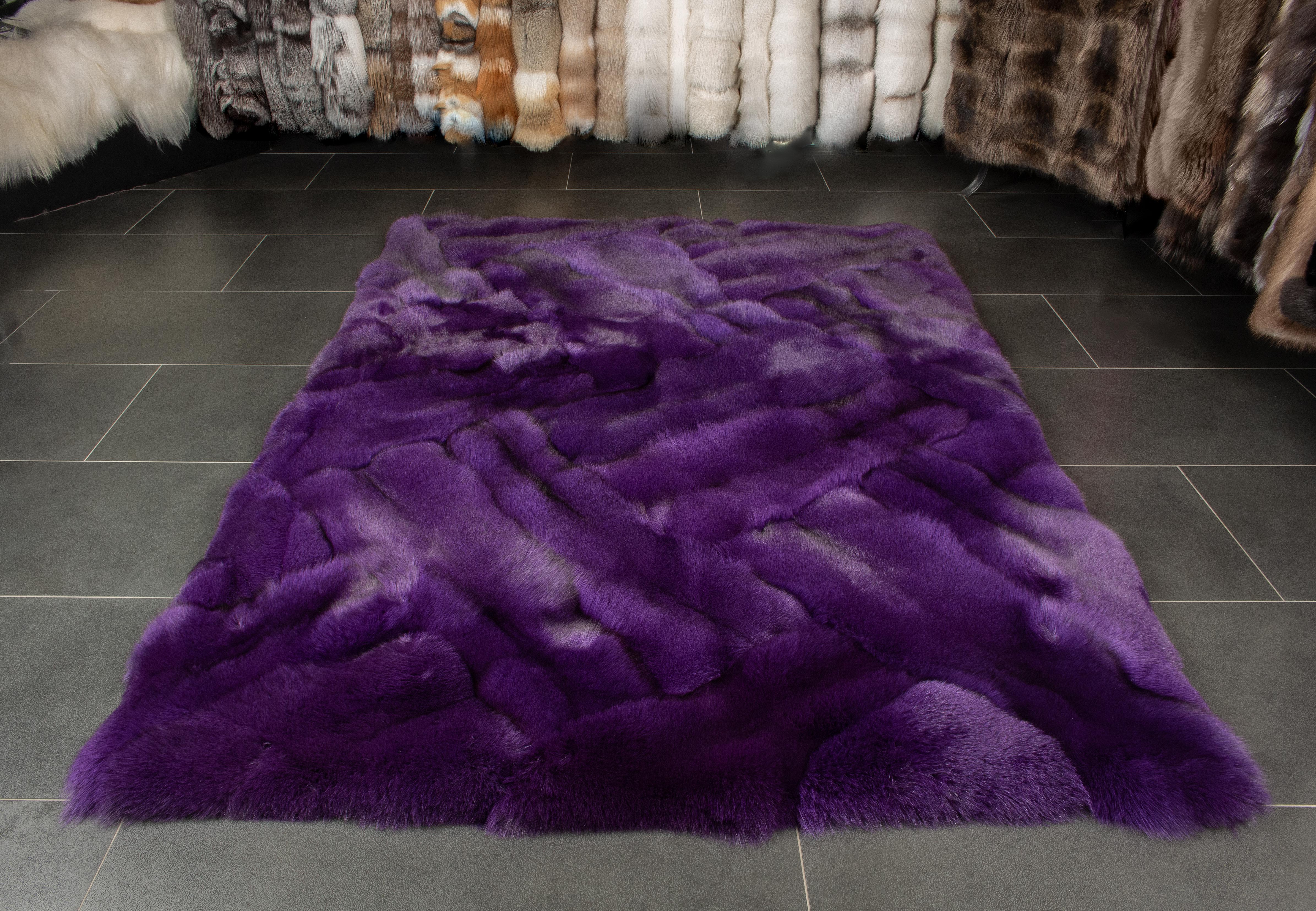 2-5260-Blaufuchs-Fellteppich-Indigo-Lila-Fell-Teppich Blue Fox Rug "Dark Violet"