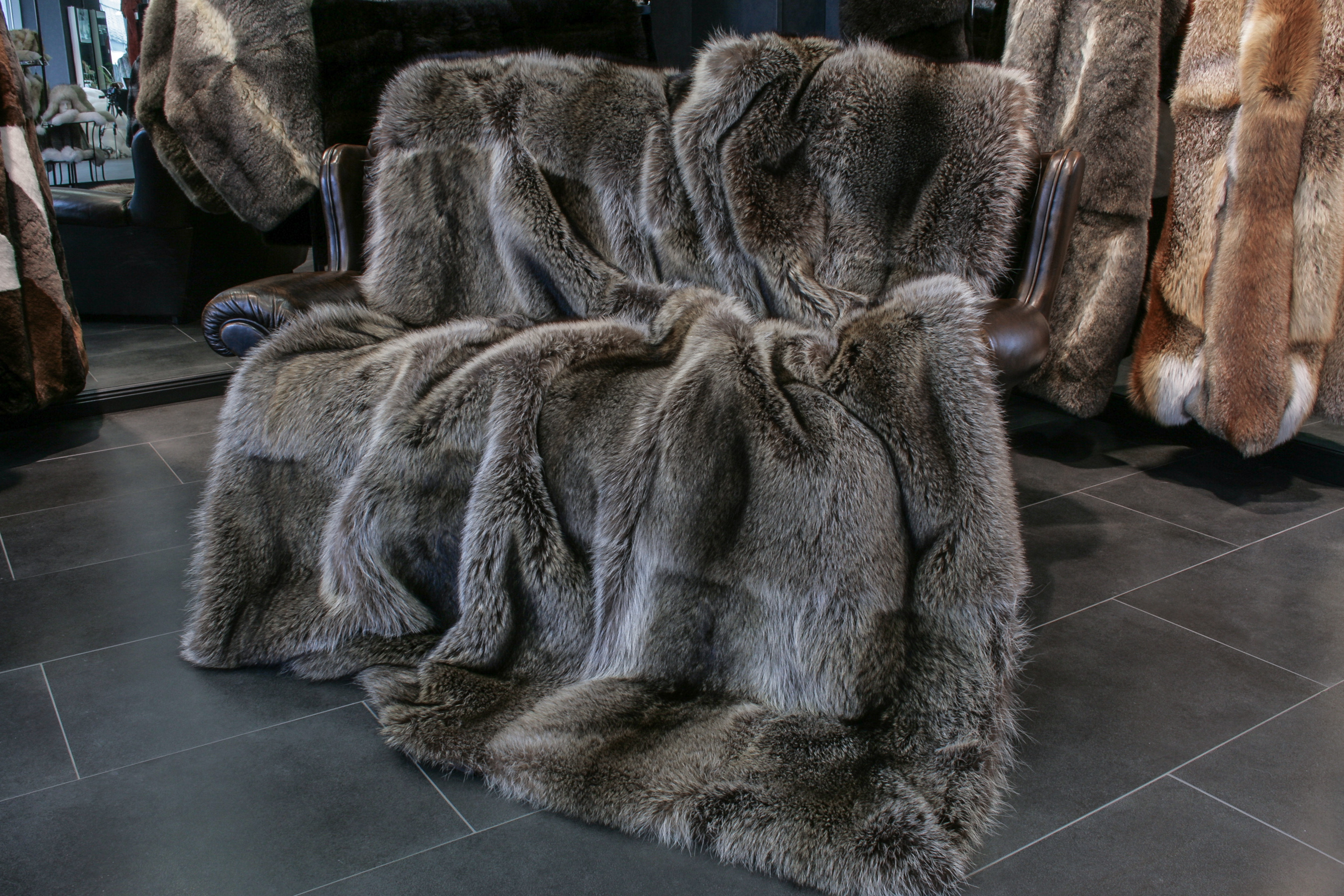 Fur Blanket Made of Real Canadian Racoons