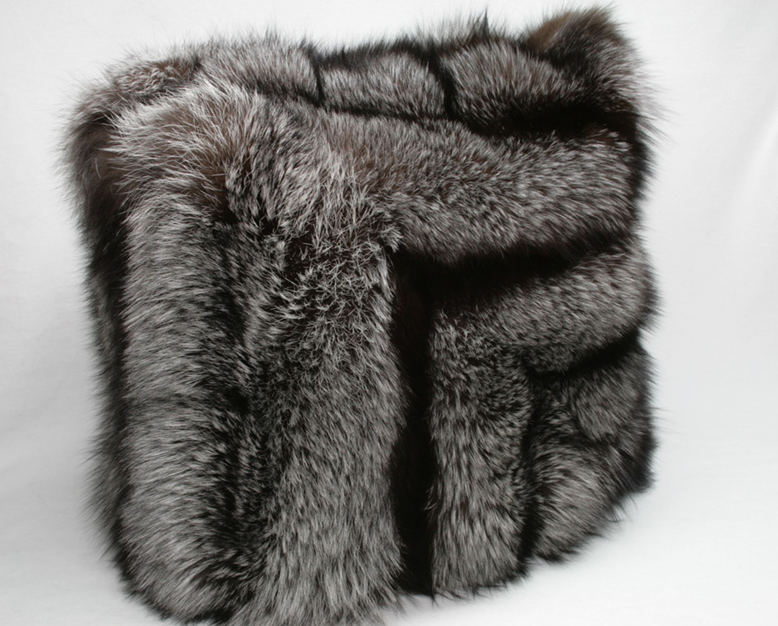 Silver fox fur pillow with - SAGA