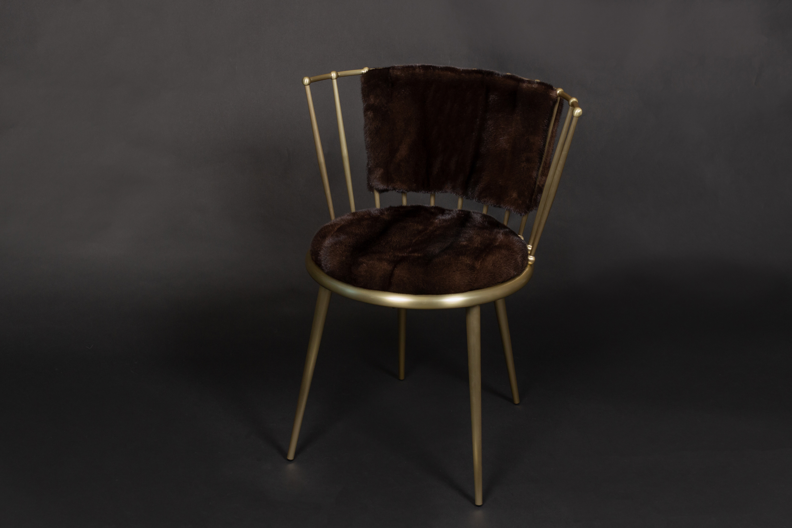 1-7015-Mahagony-Nerzfell-Polster-Cantori-Stuhl Mink Chair from Mahogany Mink Fur