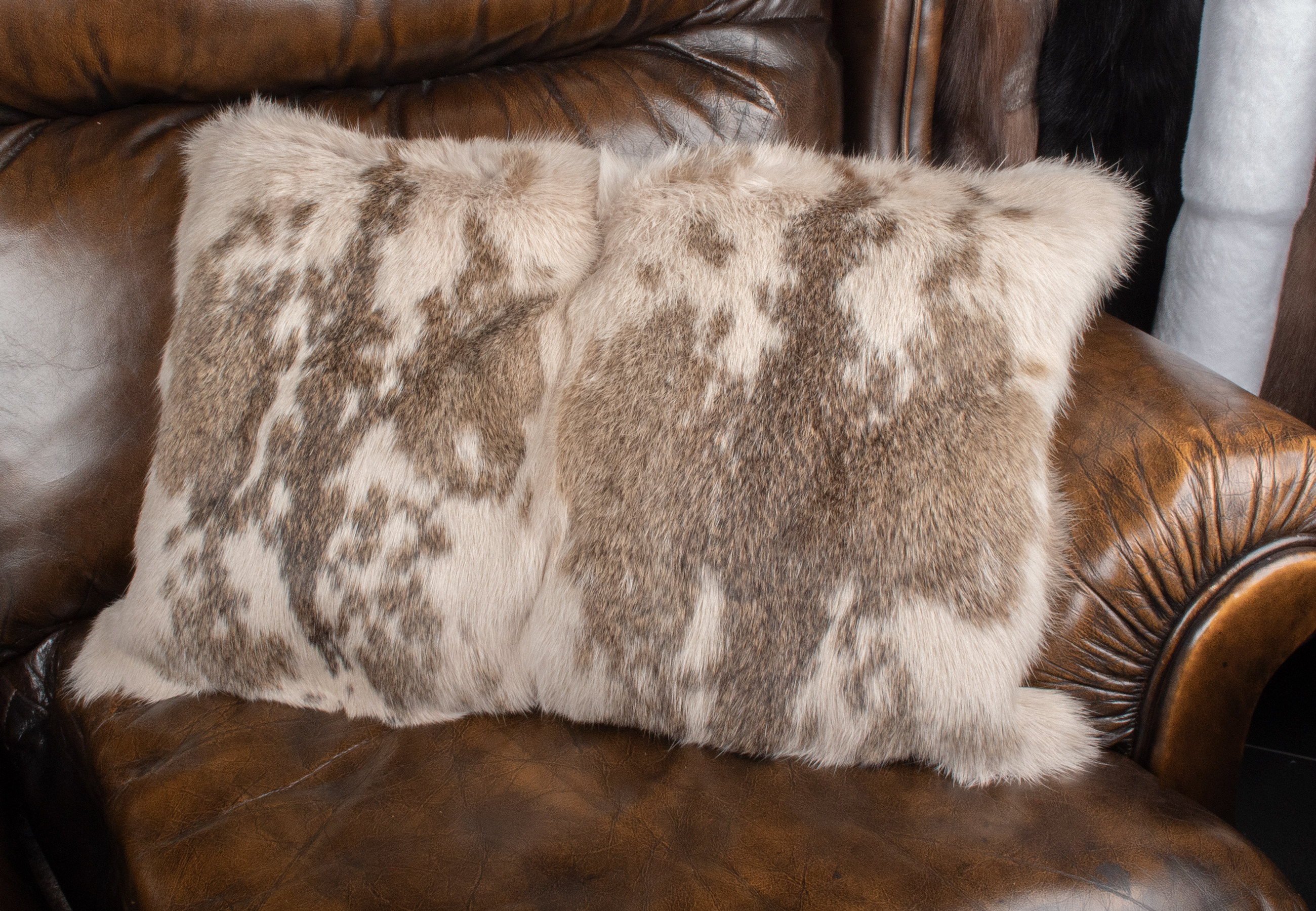 Brown Rabbit Fur Pillow