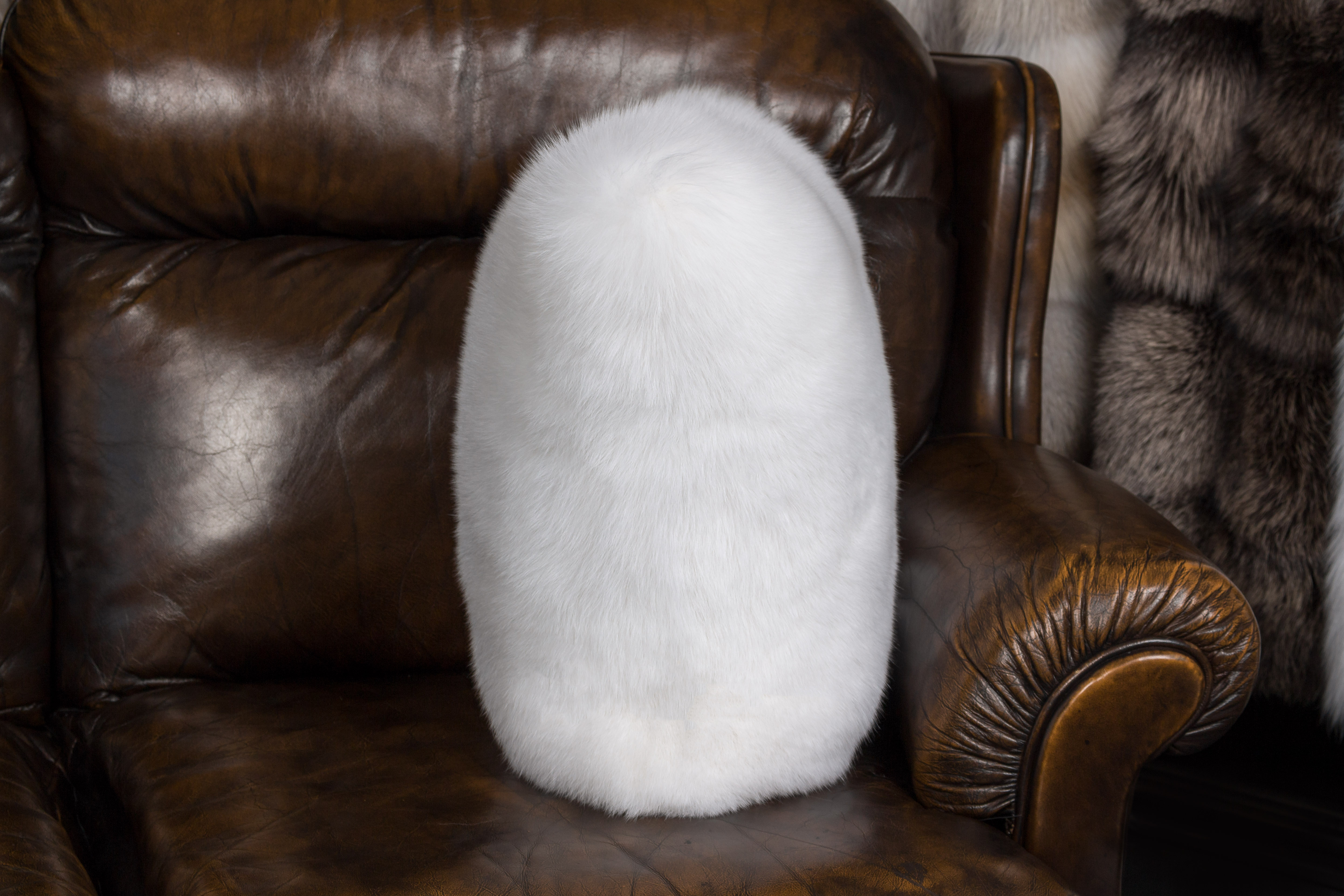 White Shadow Fox Fur Cushion