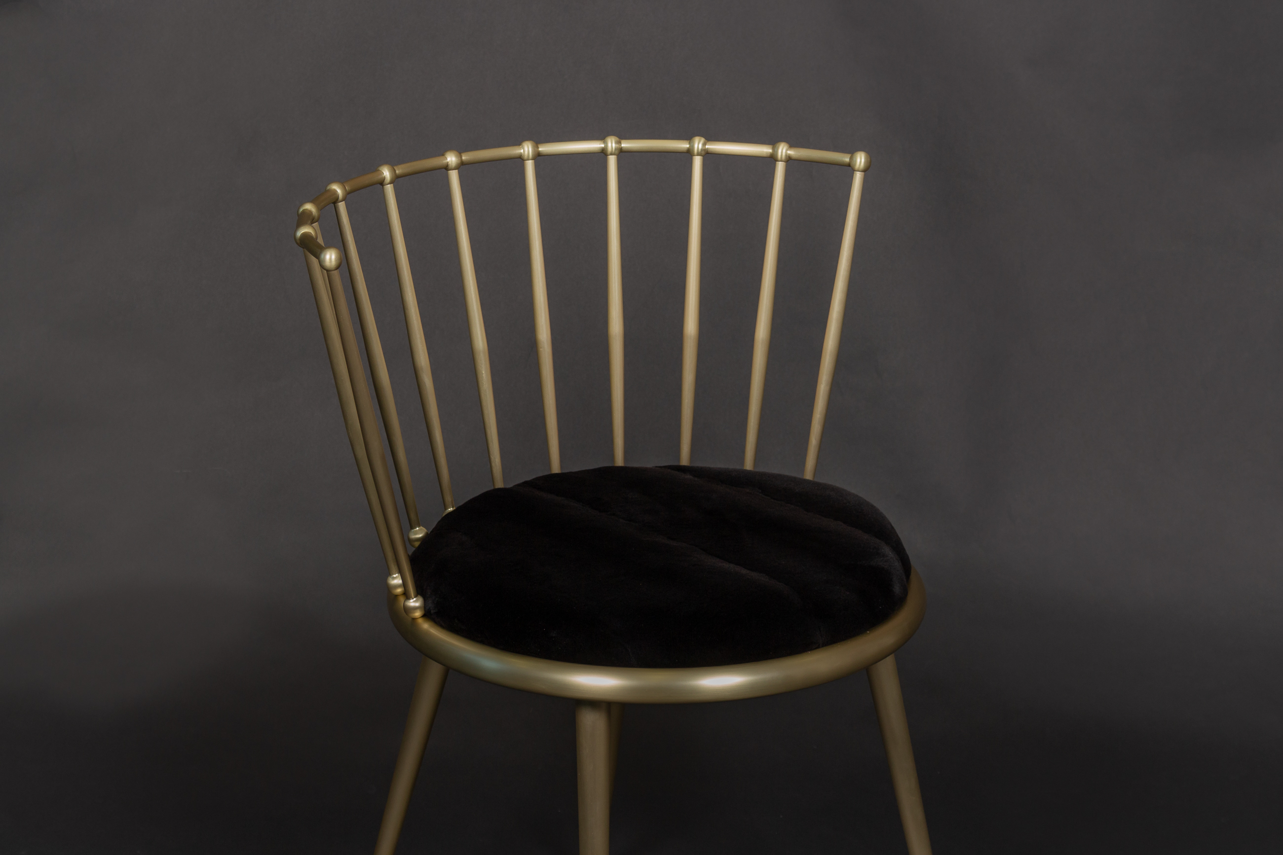 Cantori Chair with Plucked Mink Upholstery in Black