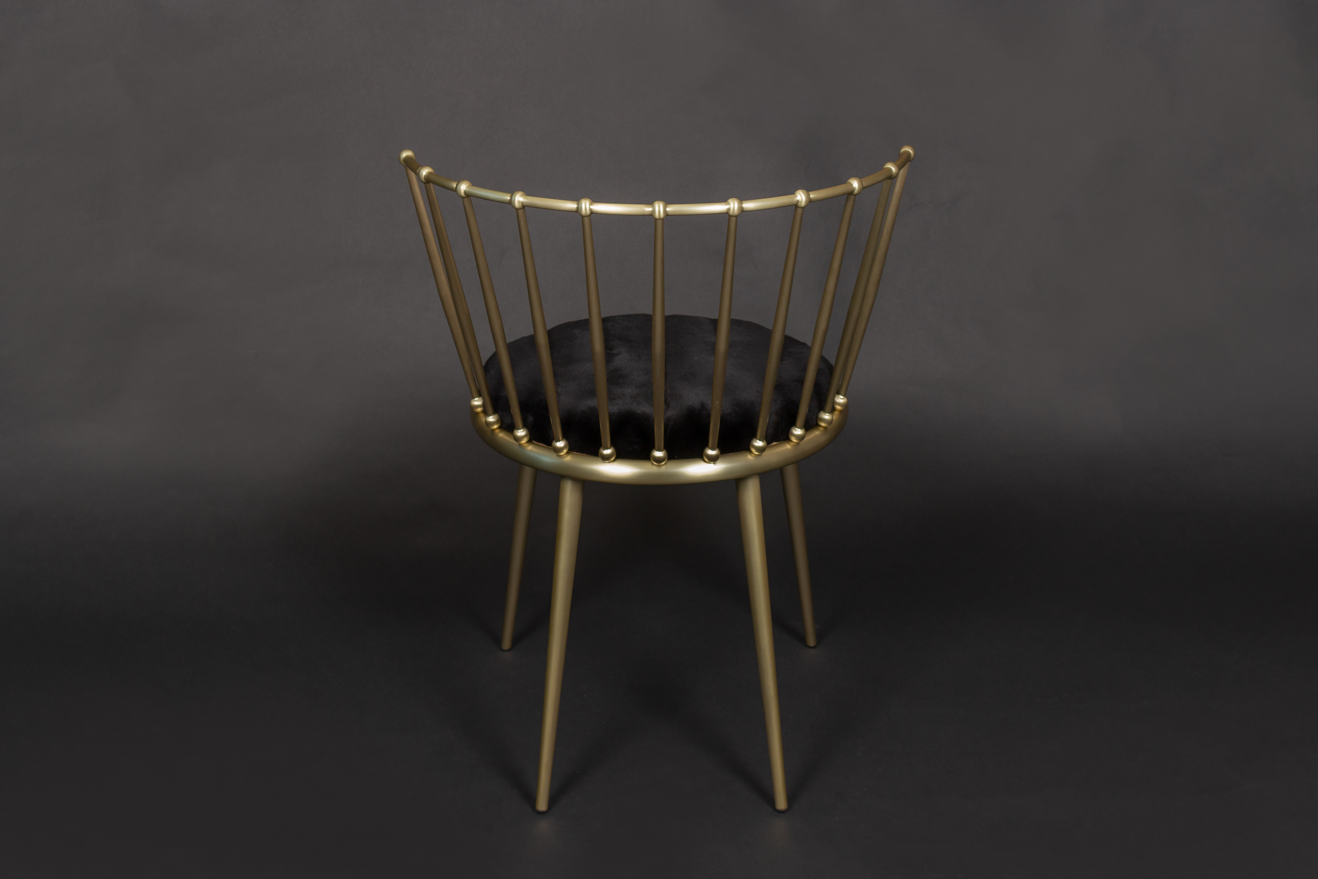 Cantori Chair with Plucked Mink Upholstery in Black