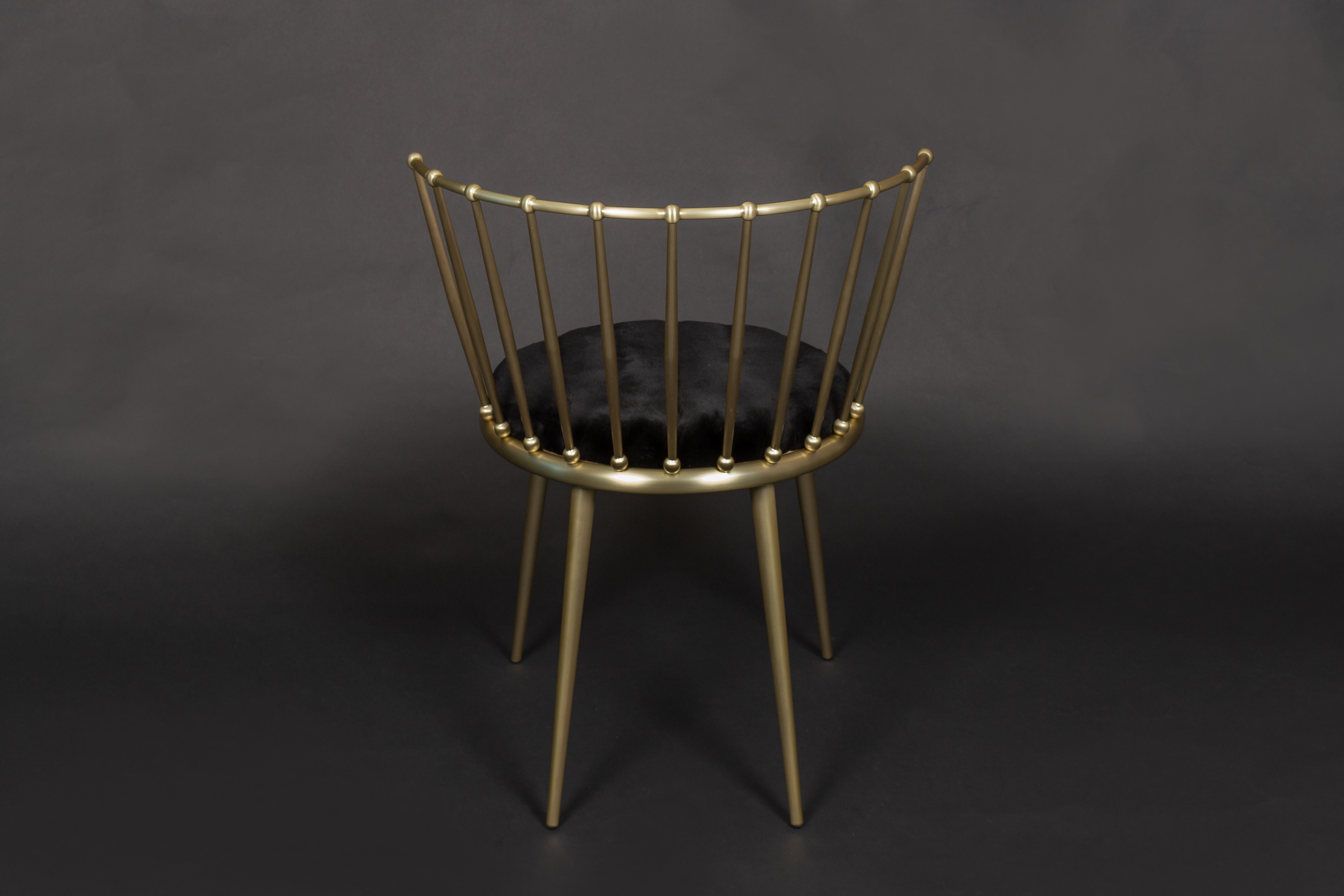 2-6941-Cantori-Stuhl-gerupfter-Nerz-Polsterung-Schwarz Cantori Chair with Plucked Mink Upholstery in Black