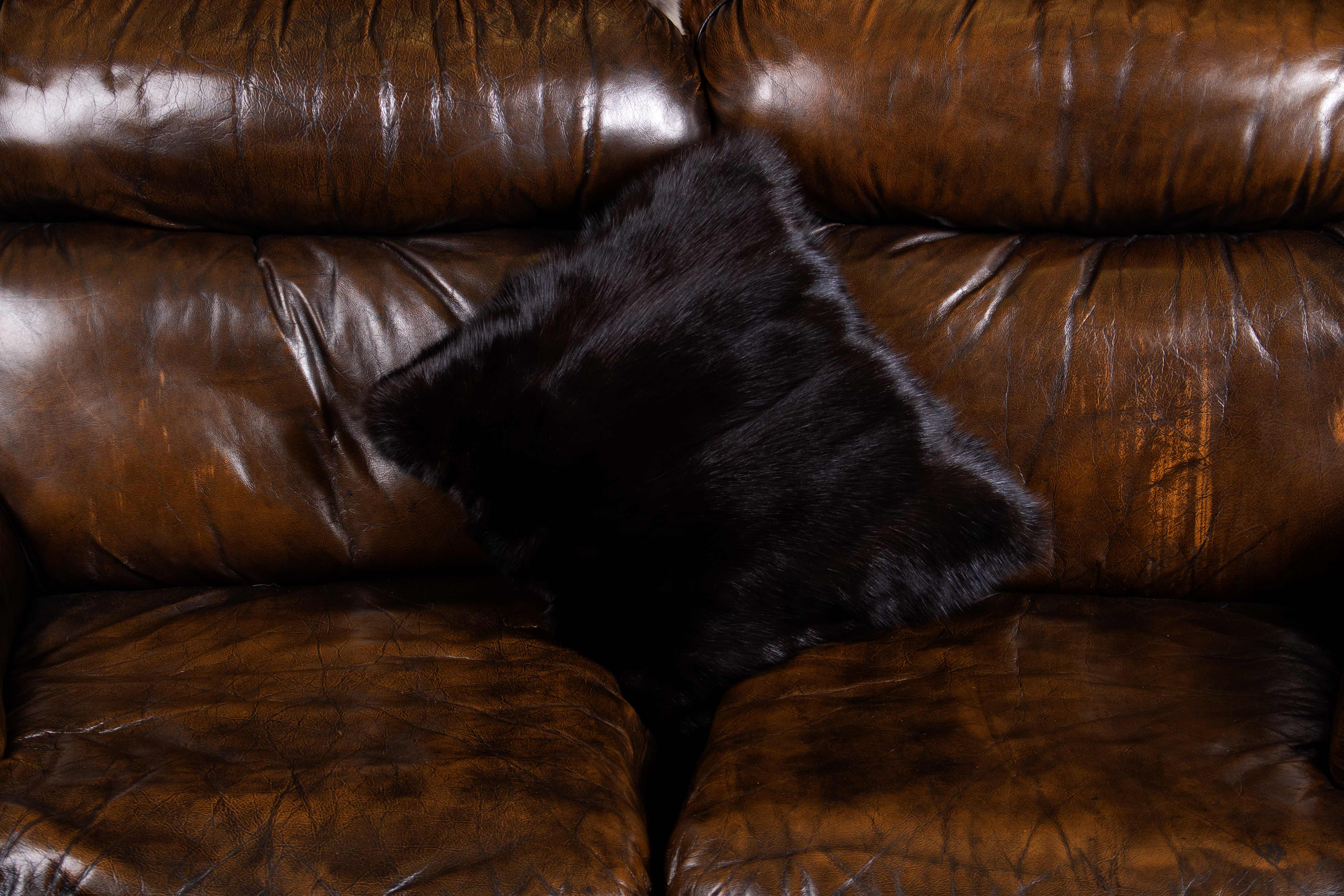 Russian Sable Fur Cushion Gray Smoke Genuine Fur