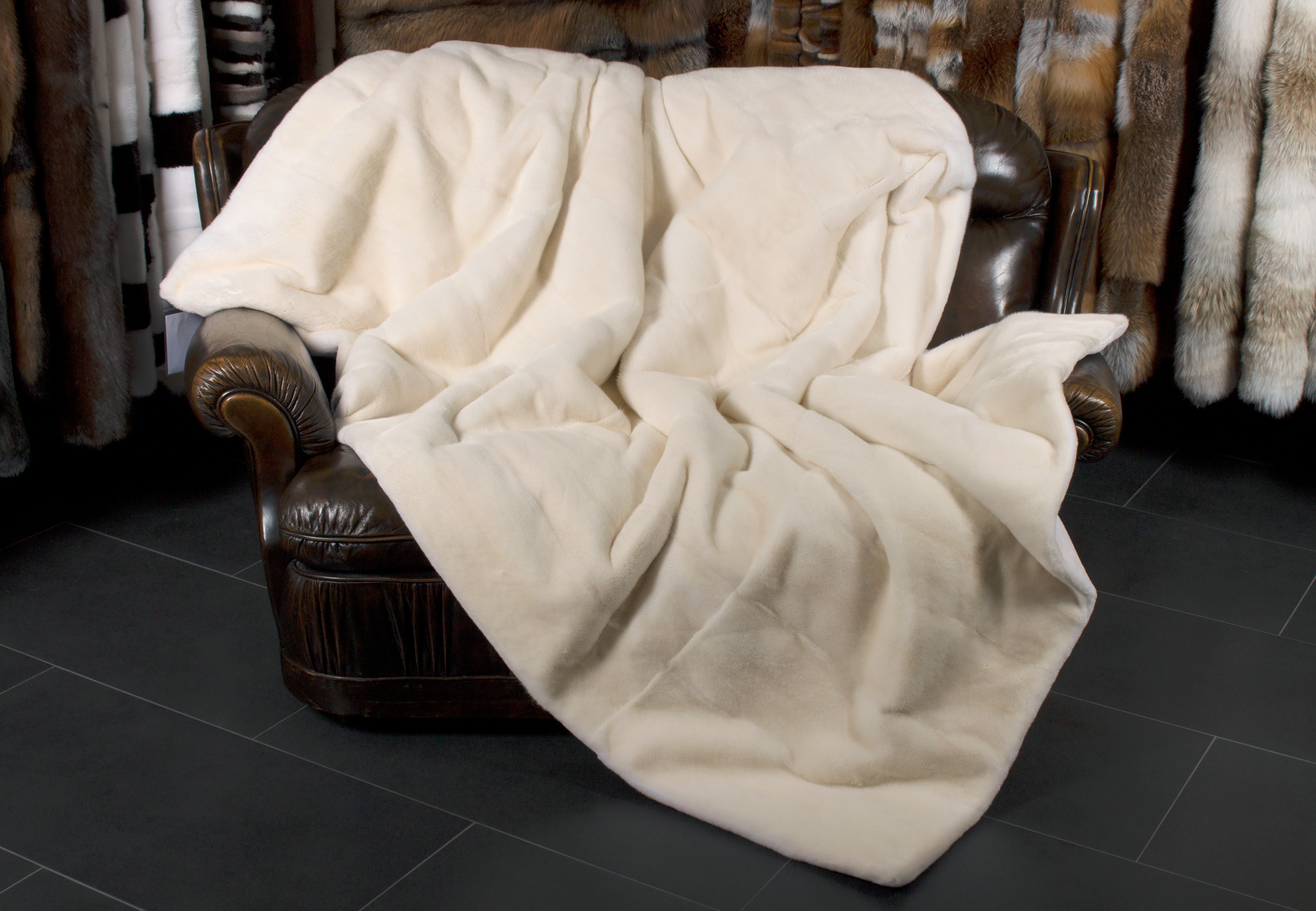 Ivory Mink Fur Blanket - Real Fur