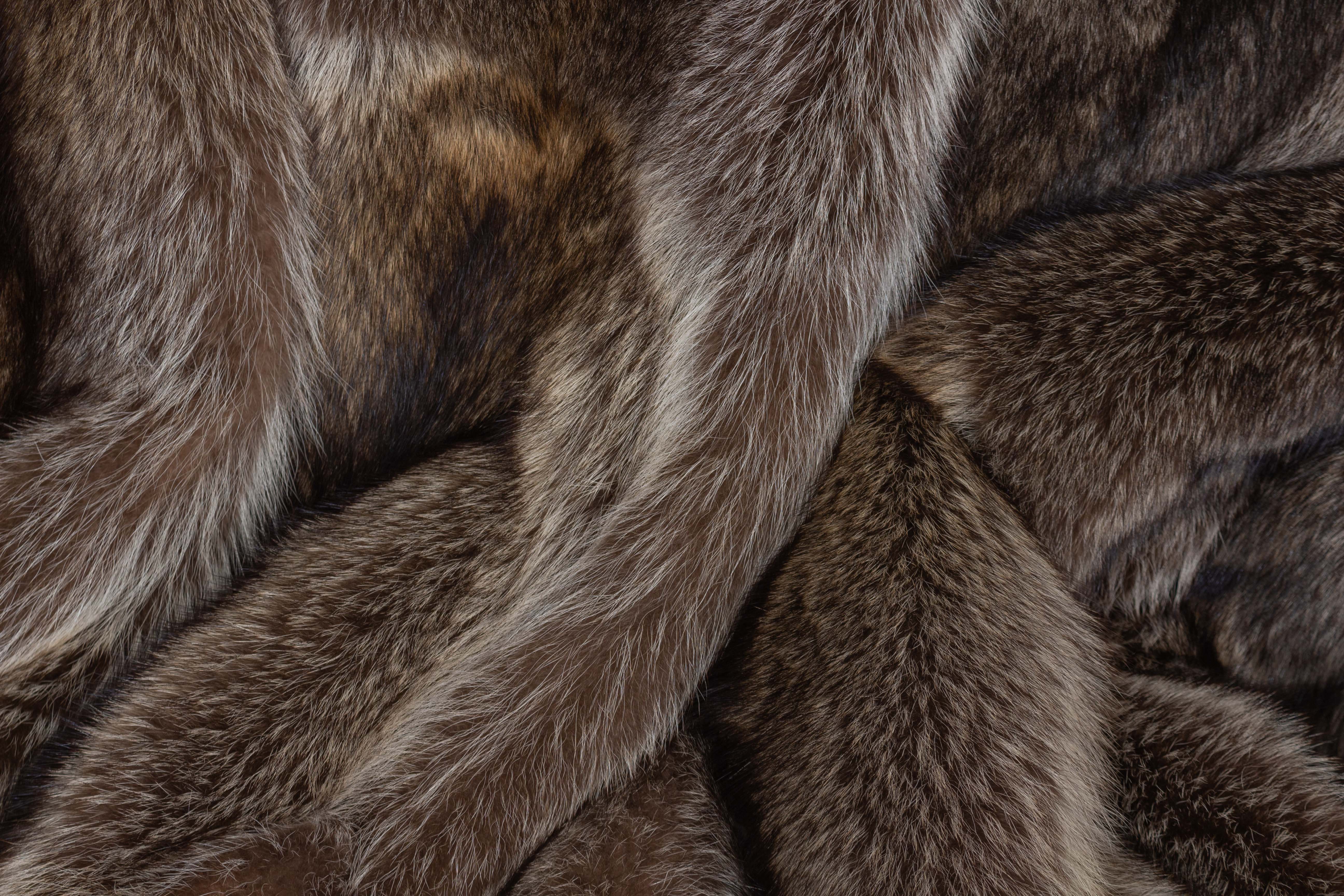 Canadian Raccoon Fur Blanket with Fur on Both Sides