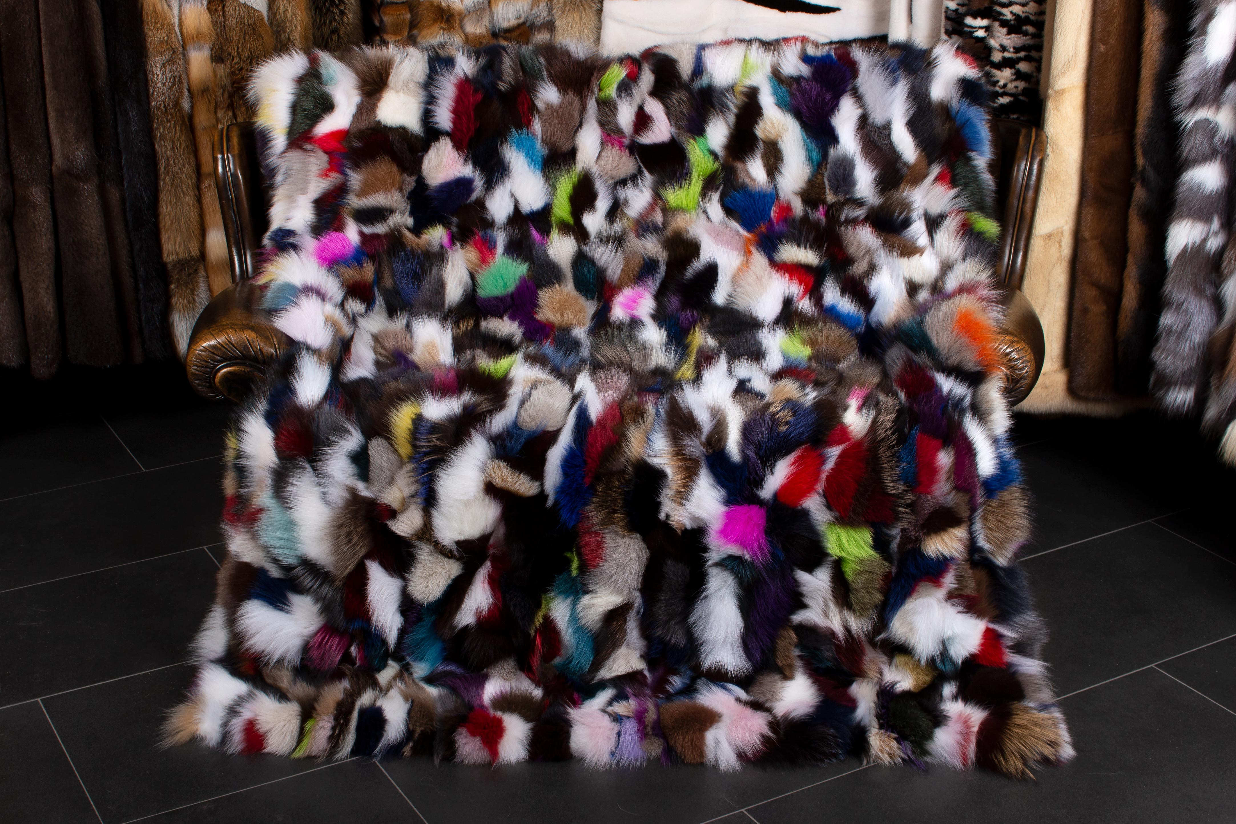 4-1480-Multicolor-Pelz-Decke-Fuchsseiten-Lars-Paustian Multicolor Fur Blanket from Blue Fox Pieces