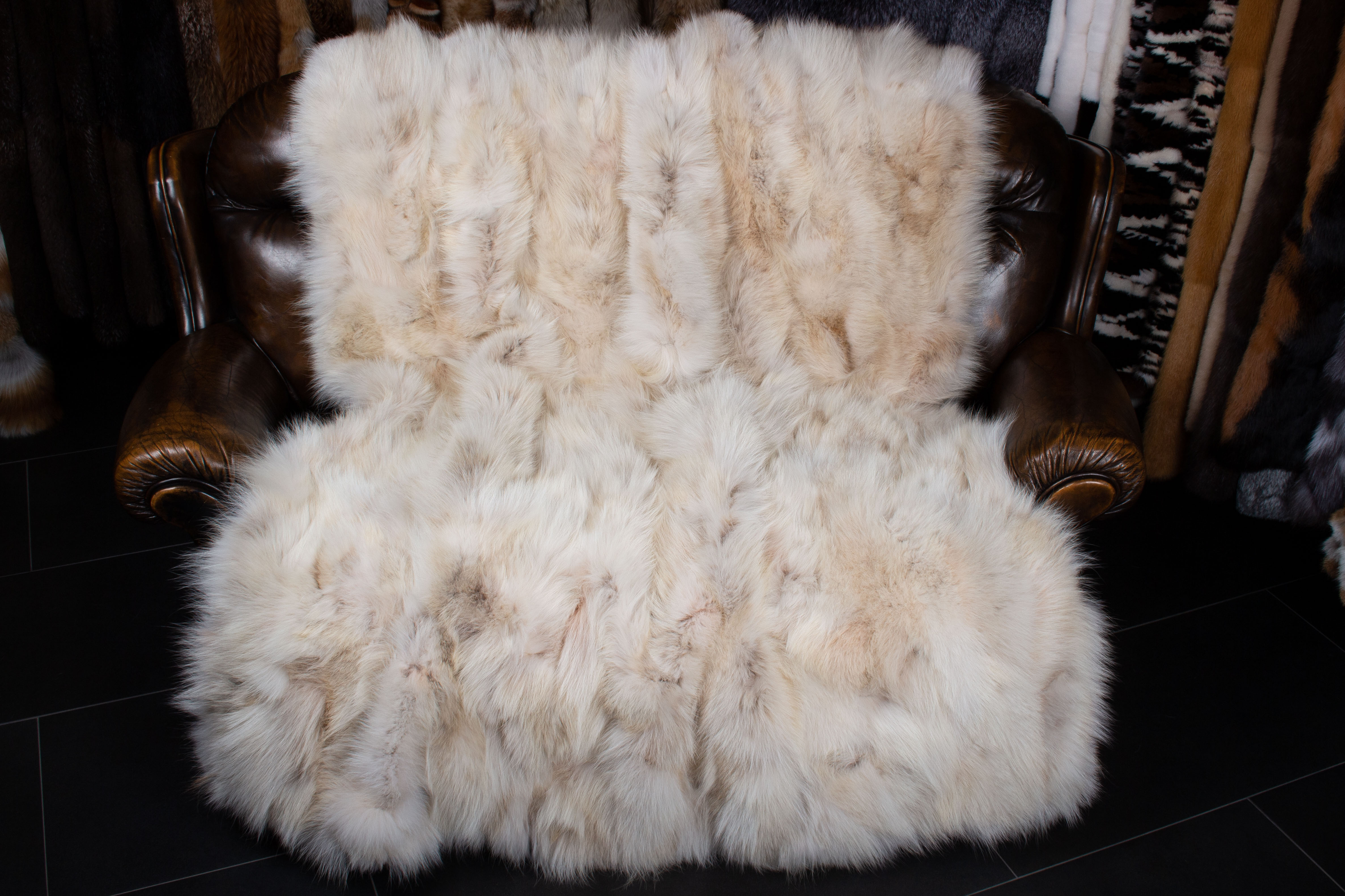 Fur Throw Made of Canadian Coyote Sides