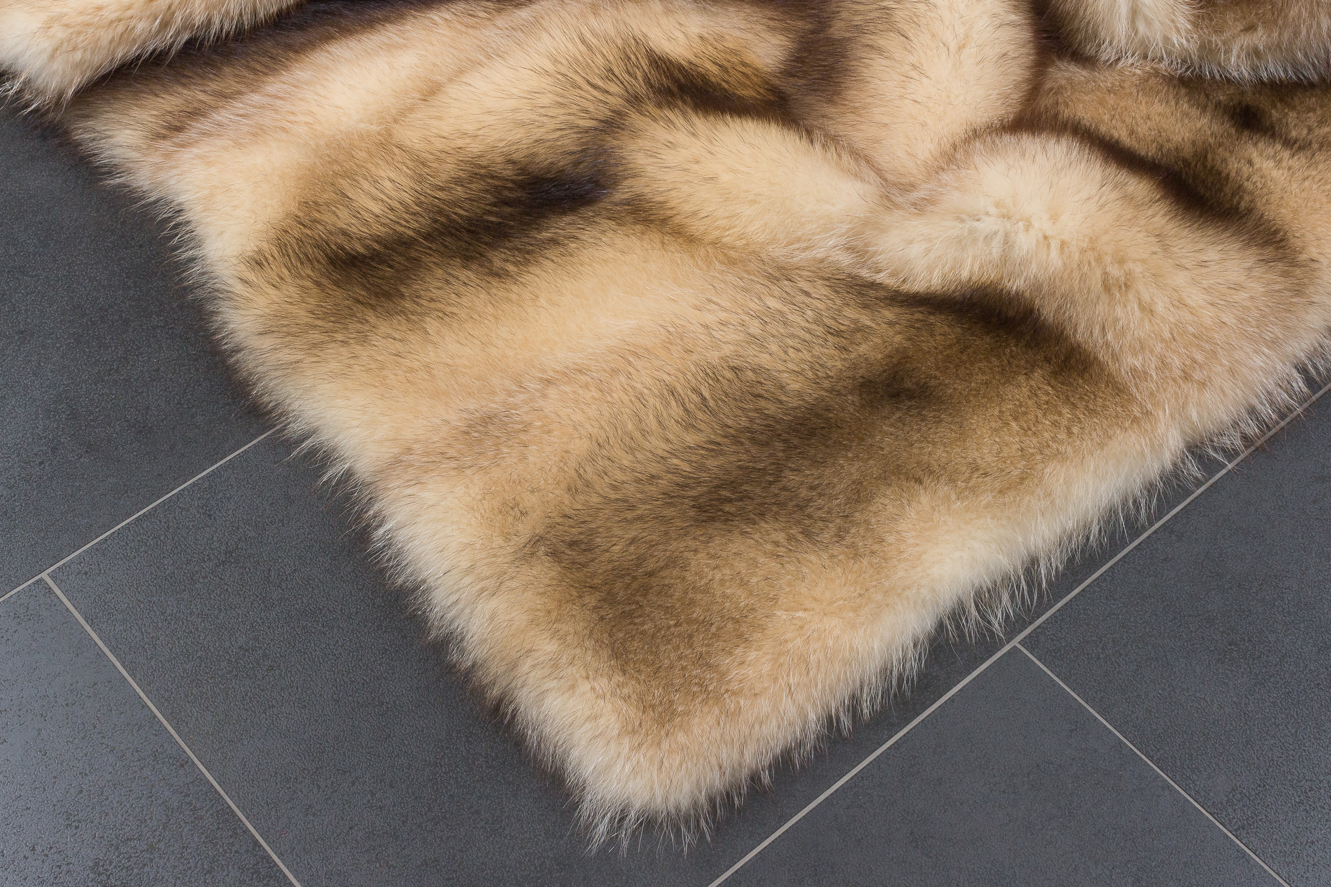 Raccoon Fur Carpet in beige
