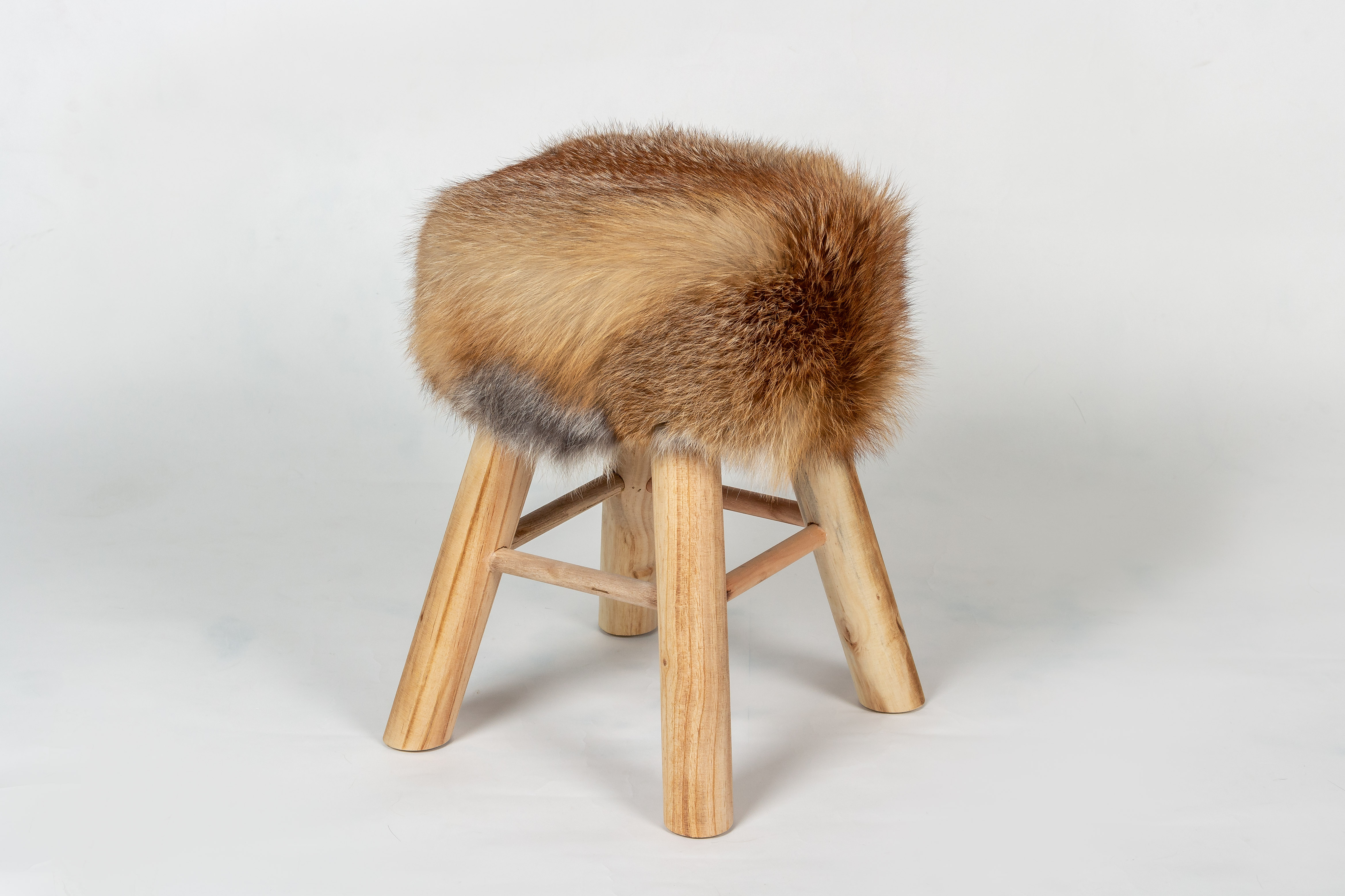 Fur Stool with European Red Fox