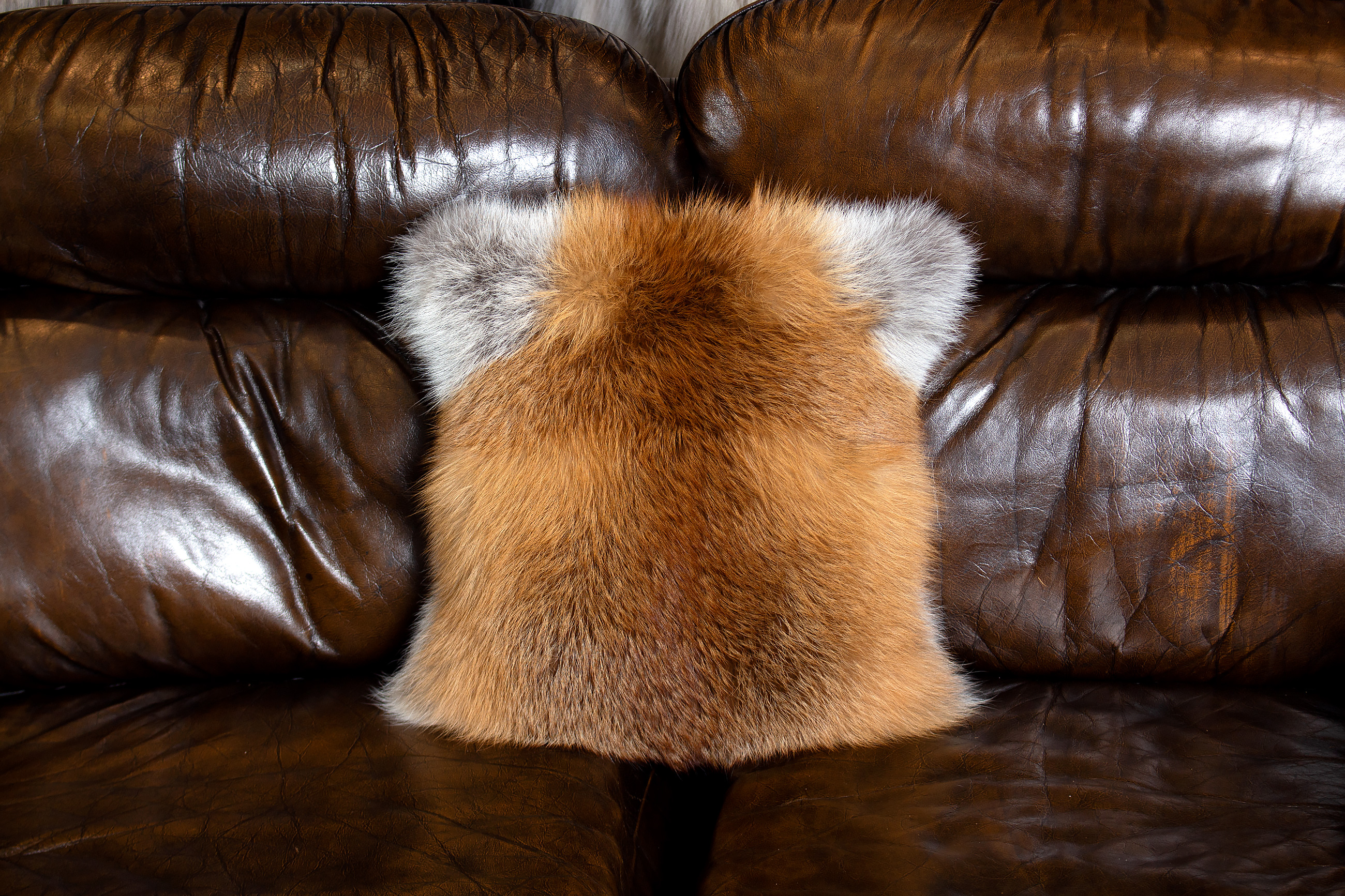 Genuine Red Fox Fur Pillow made with European Foxes