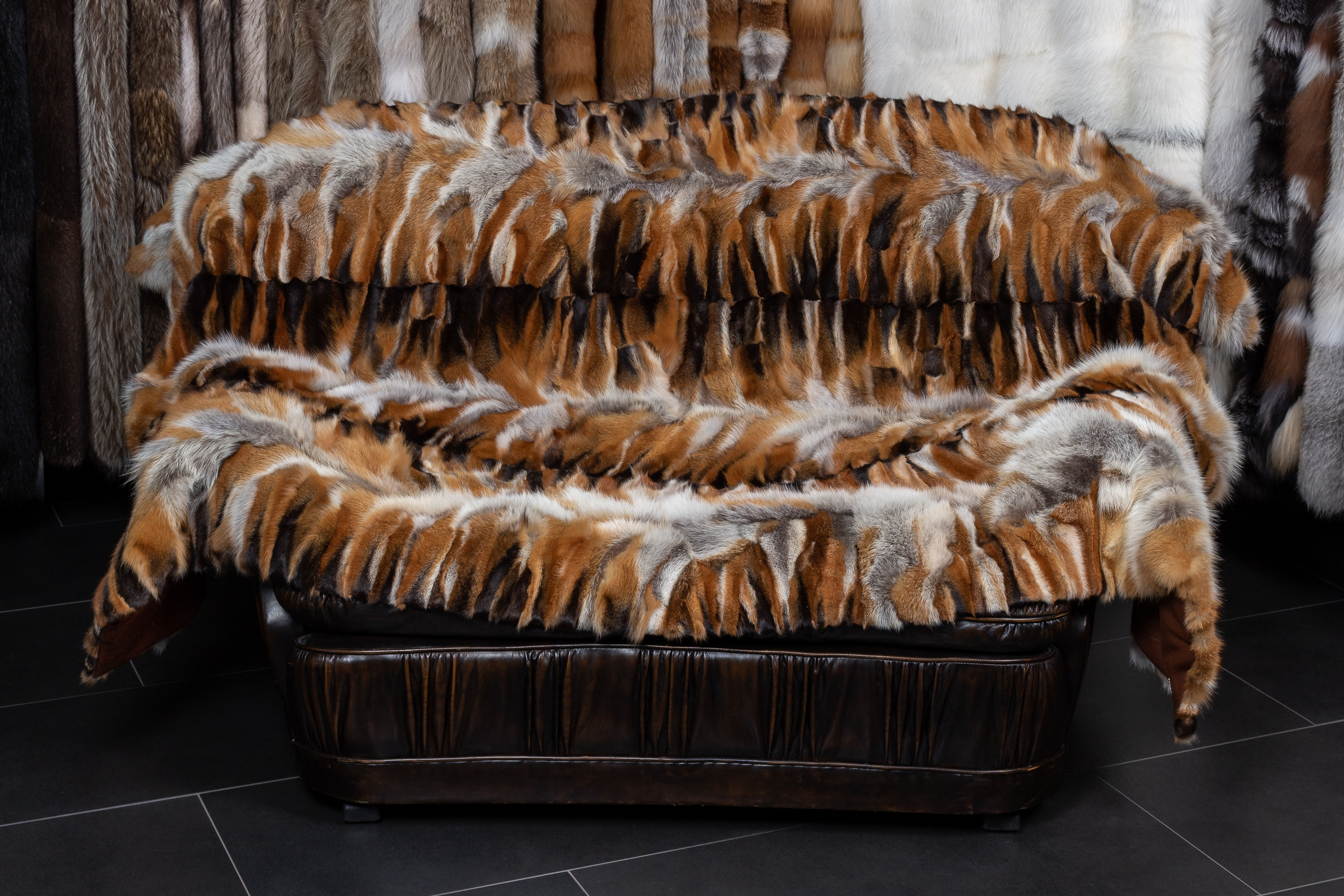 European Red Fox Fur Throw "Dark Type"