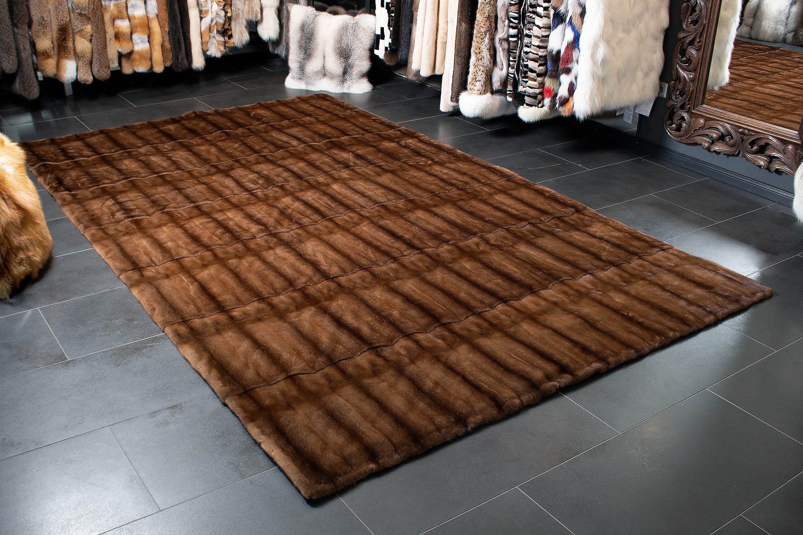 Genuine Mink Fur Carpet in Large