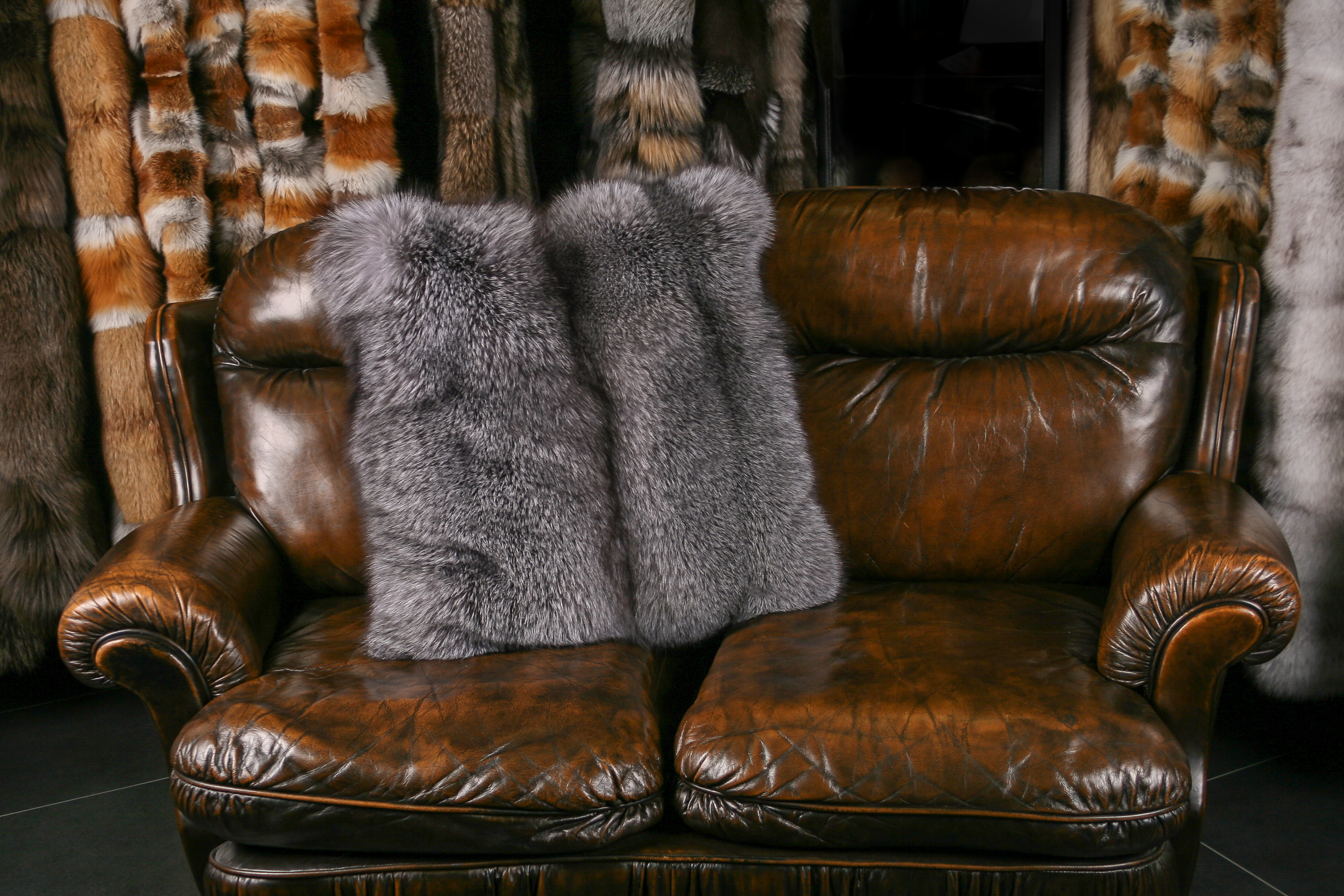 Blue Frost Fox Fur Pillow (SAGA Fur)