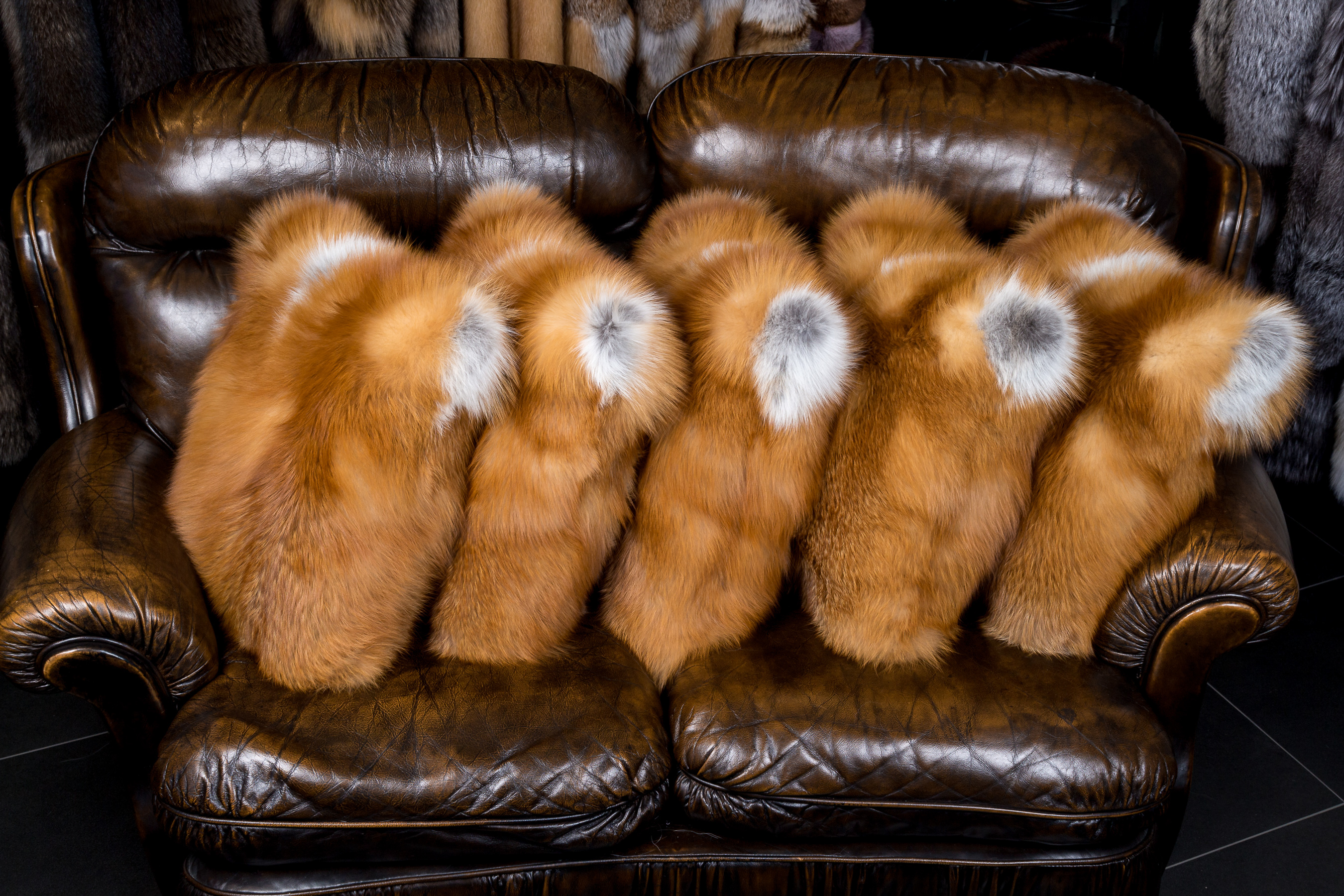 Fur pillow made of Canadian red fox