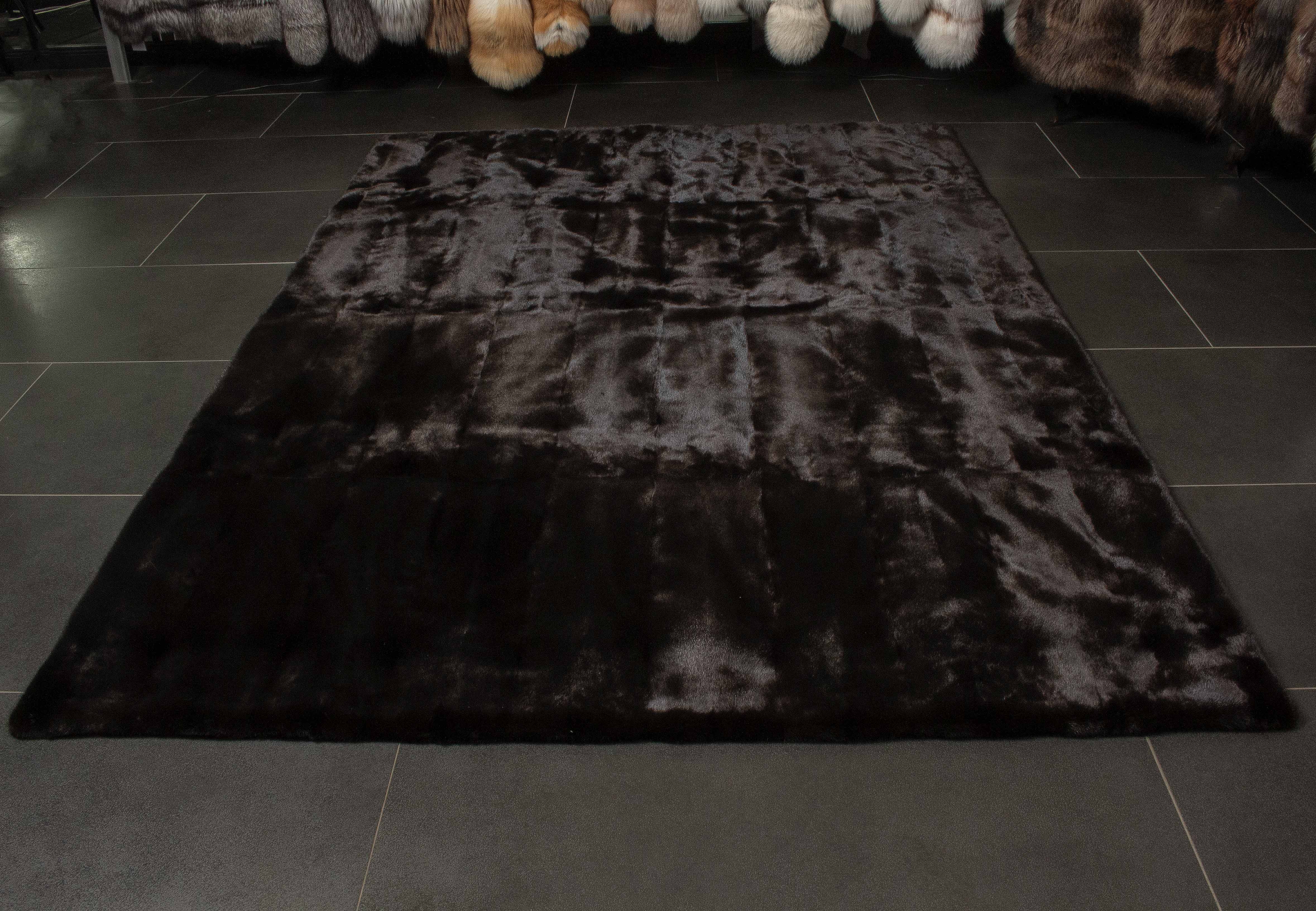 Black-Brown Mink Fur Carpet