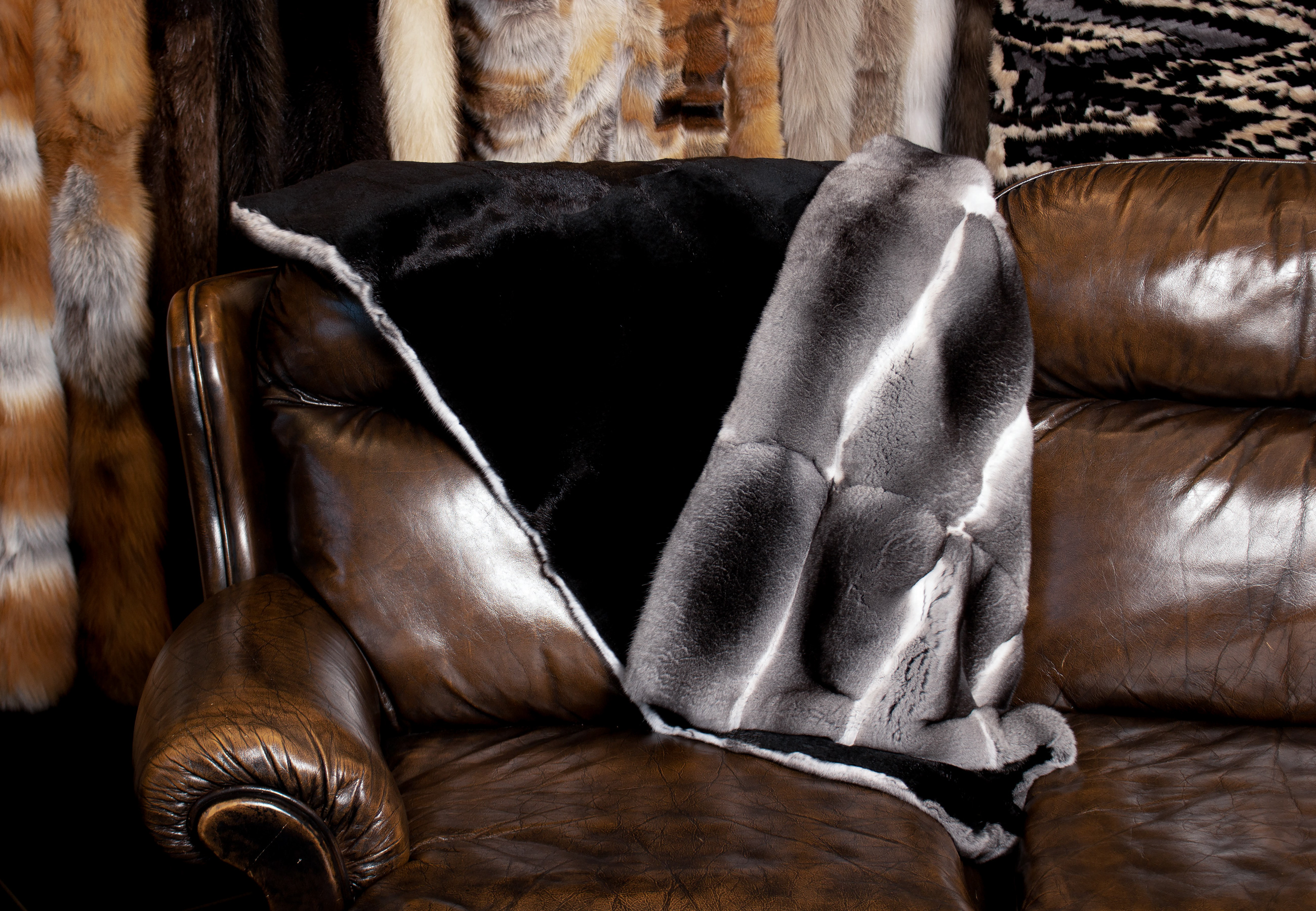 Chinchilla Fur Plaid with Kolinsky Back Lining