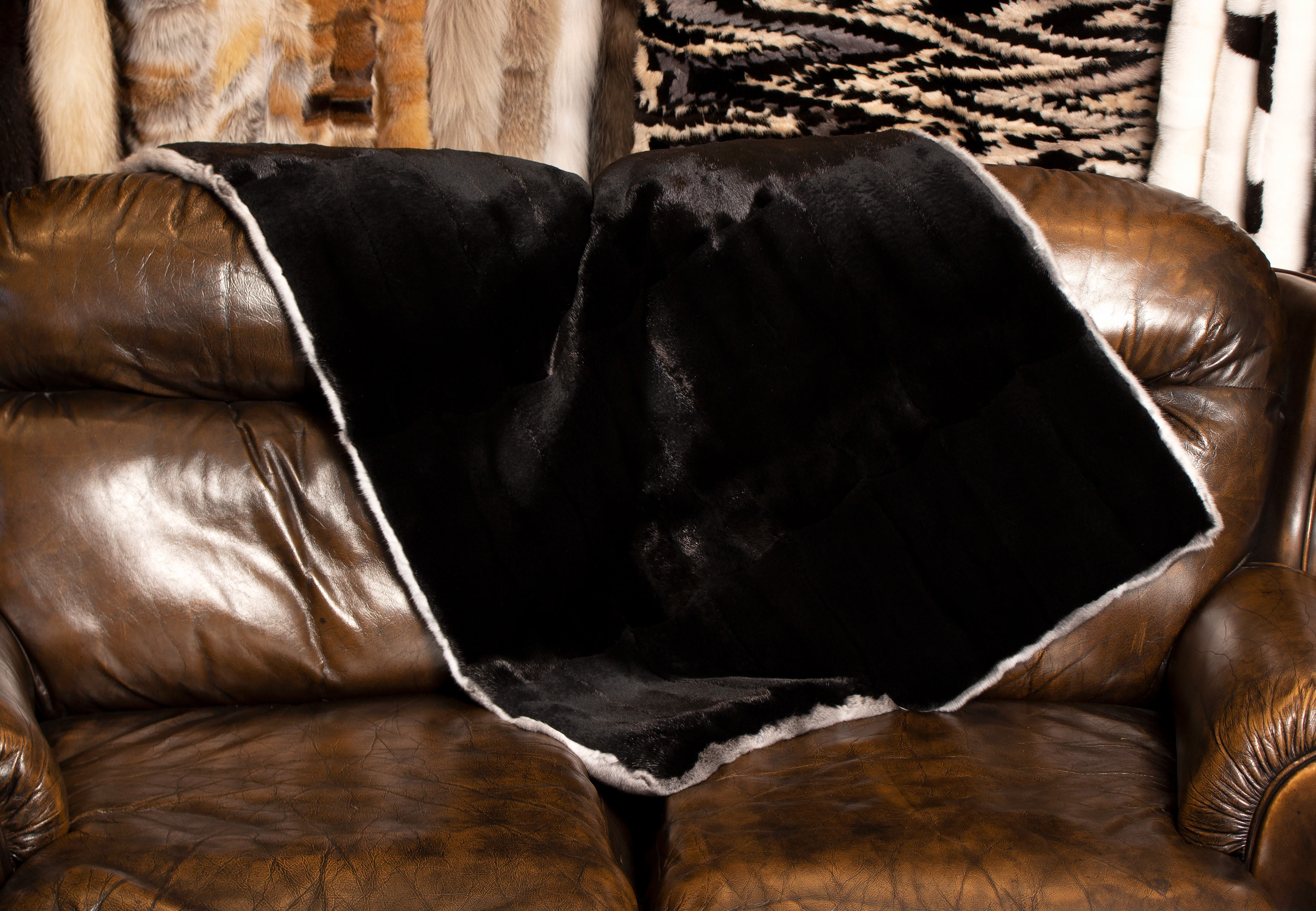 Chinchilla Fur Plaid with Kolinsky Back Lining