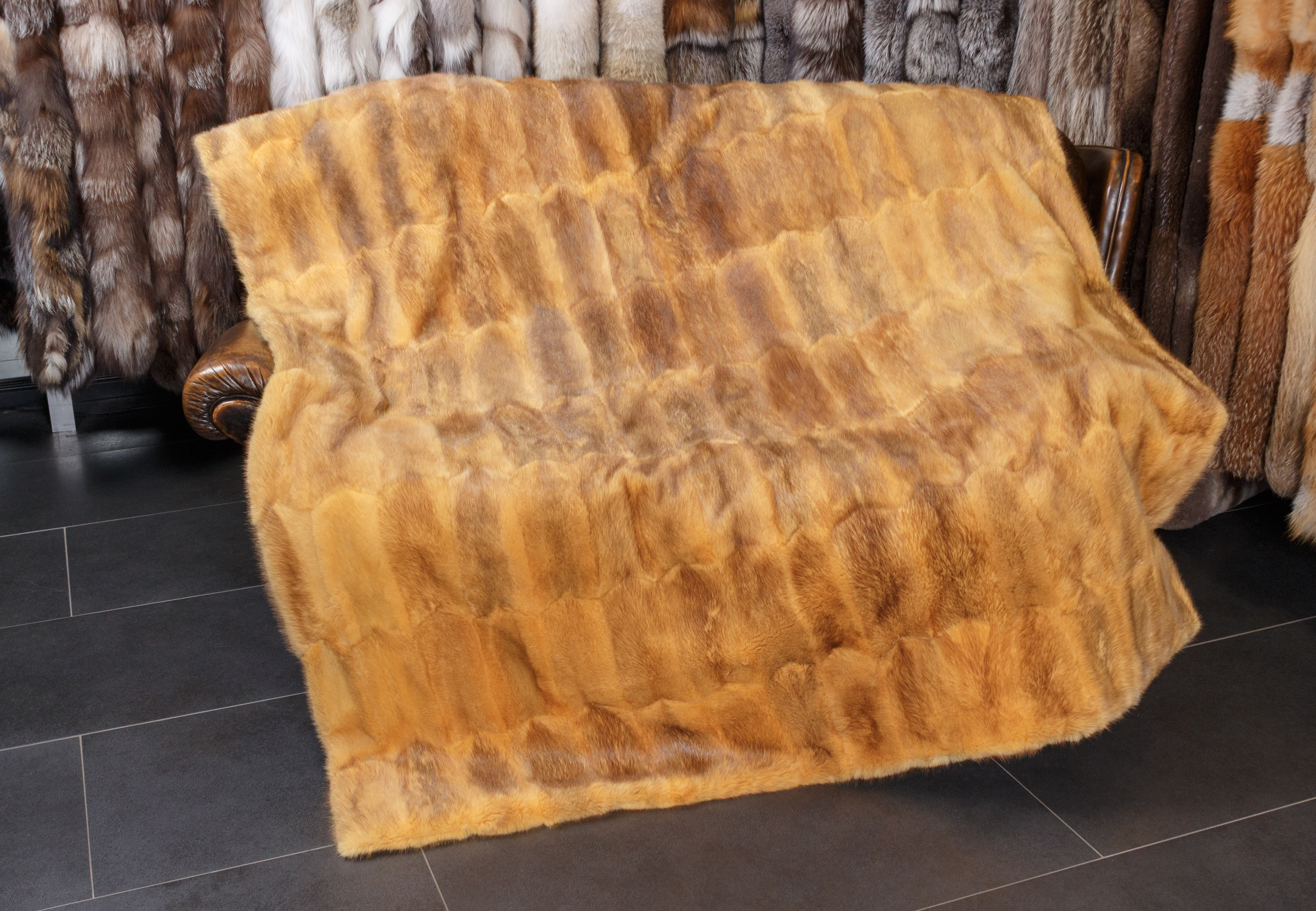 Yellow Muskrat Fur Blanket Yellow Muskrat Fur Blanket