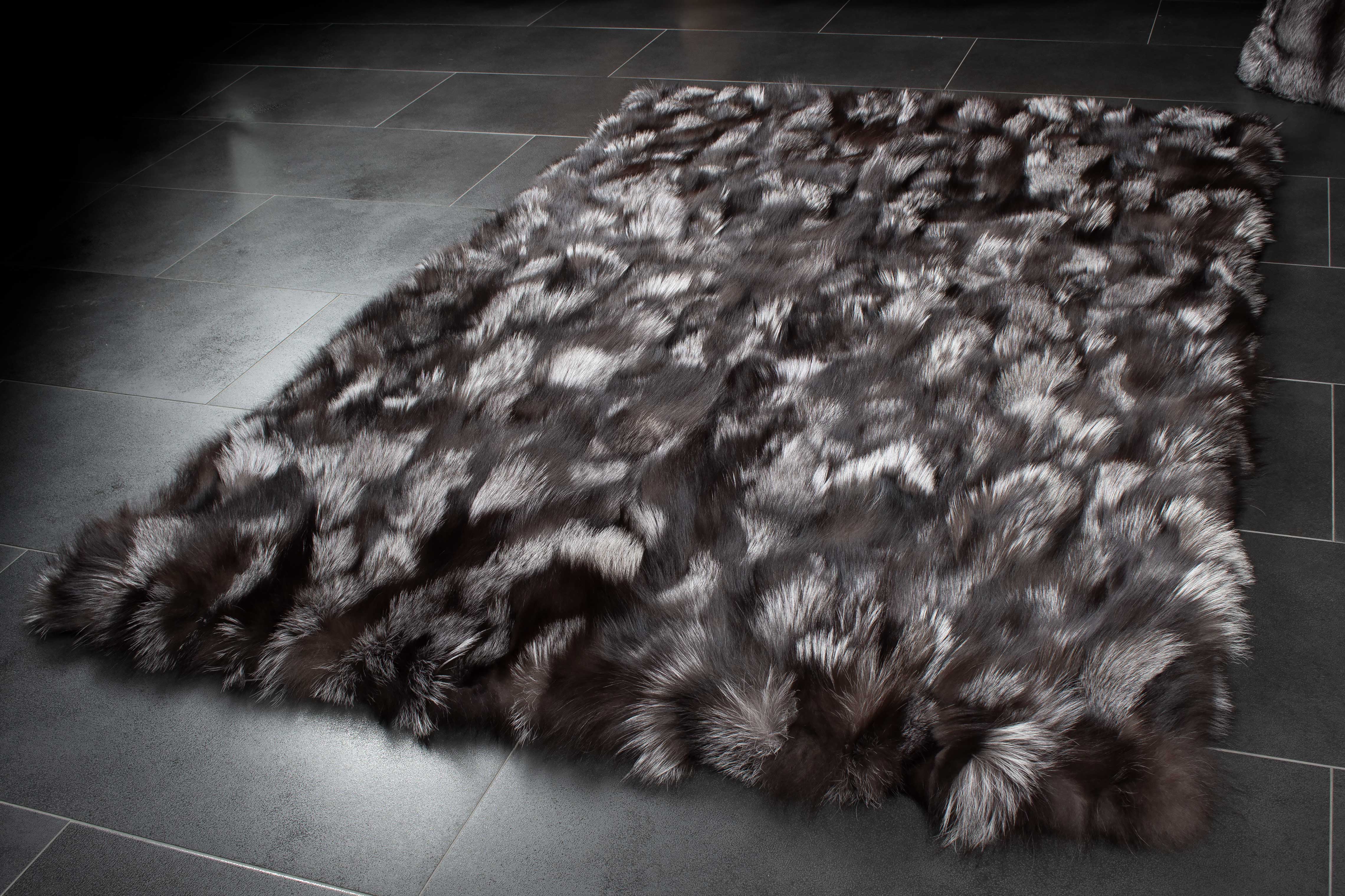 Scandinavian Silverfox Sides Fur Carpet