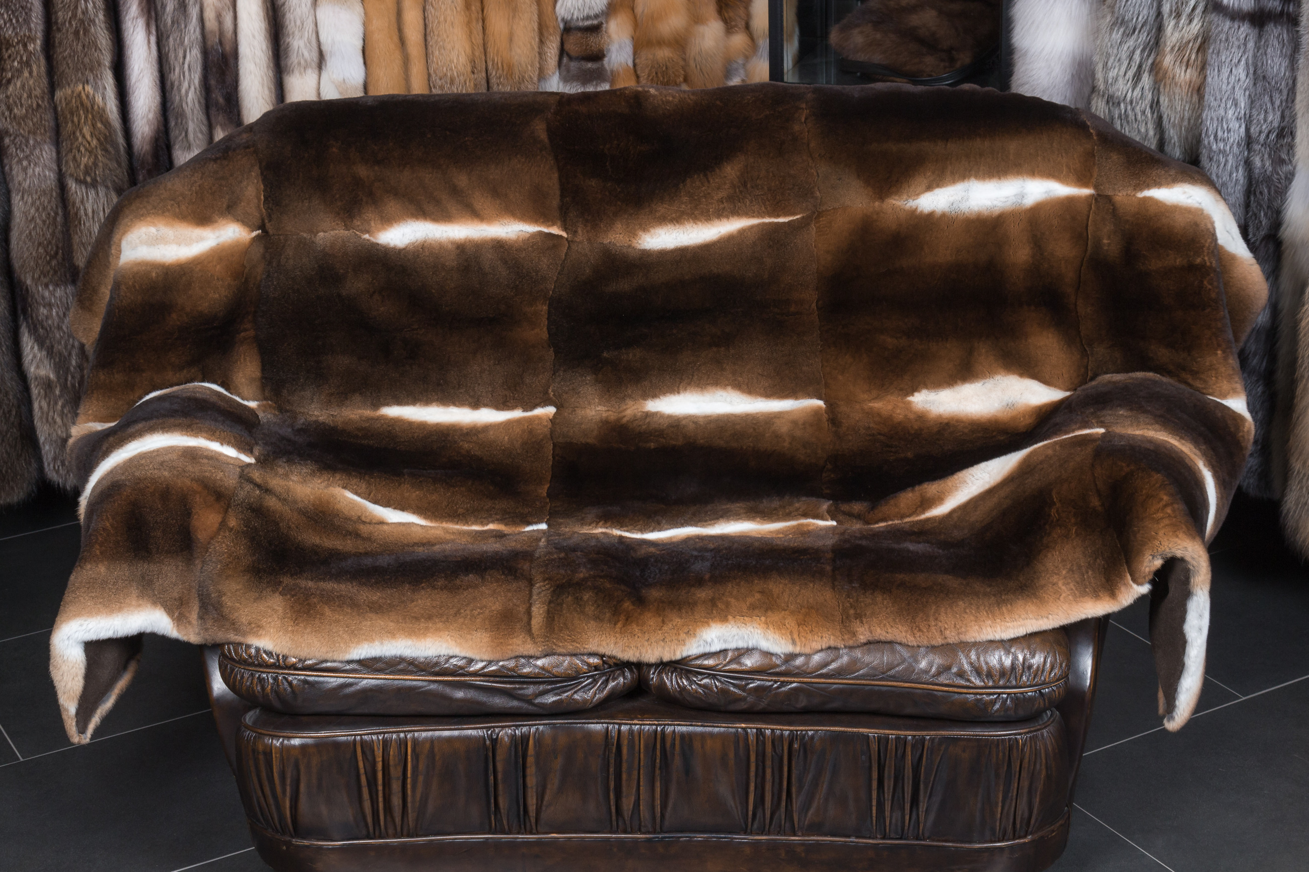Castor Rex Rabbit Fur Blanket - Natural - very soft