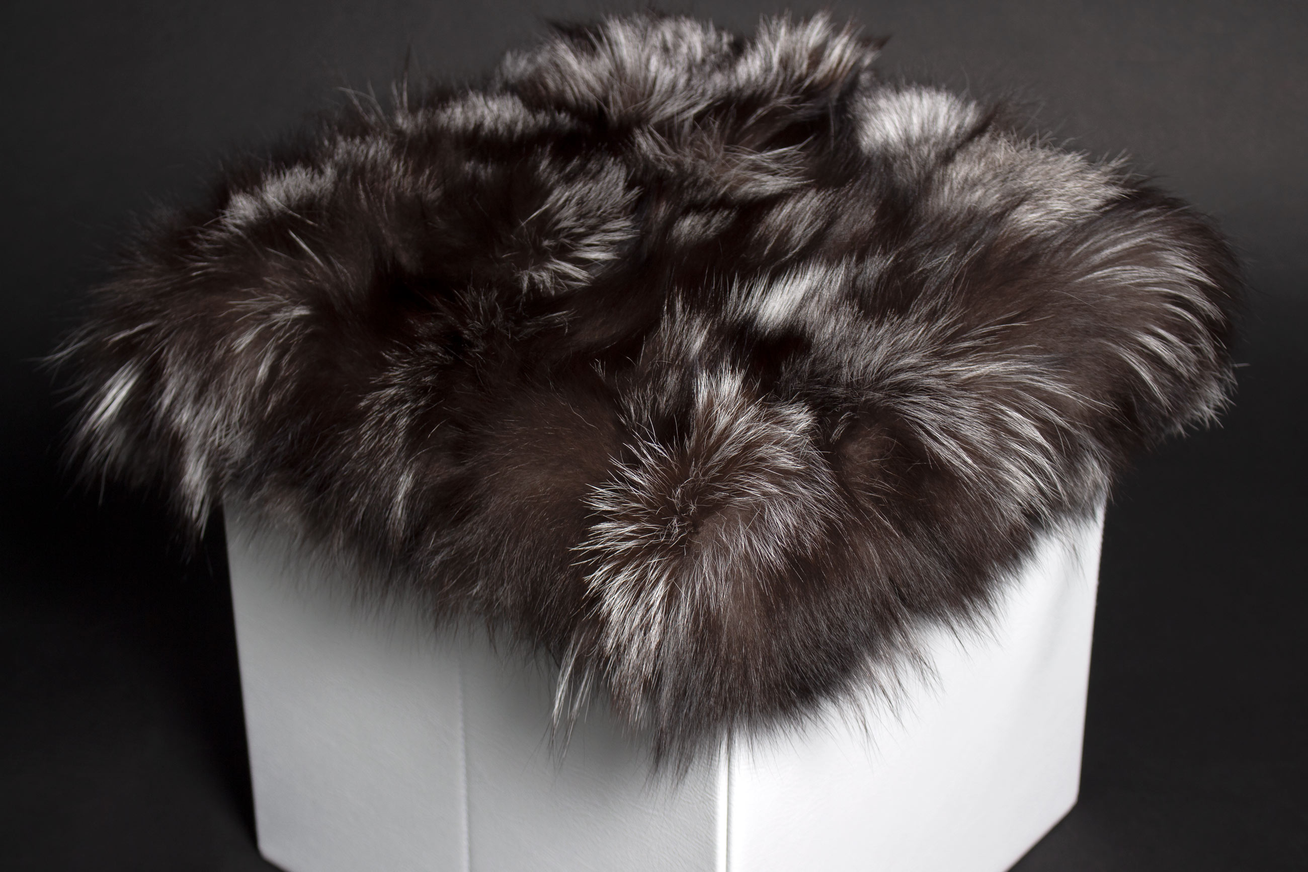 Foot Stool made with Genuine Silver Fox Fur