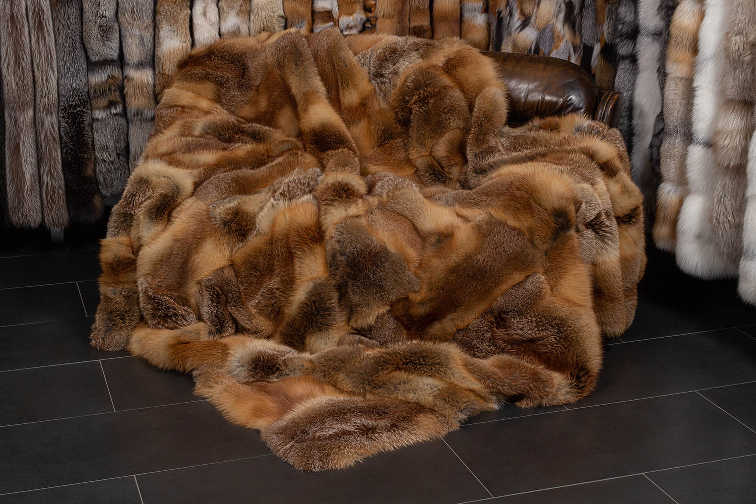 European Red Fox Fur Blanket Wild Fur