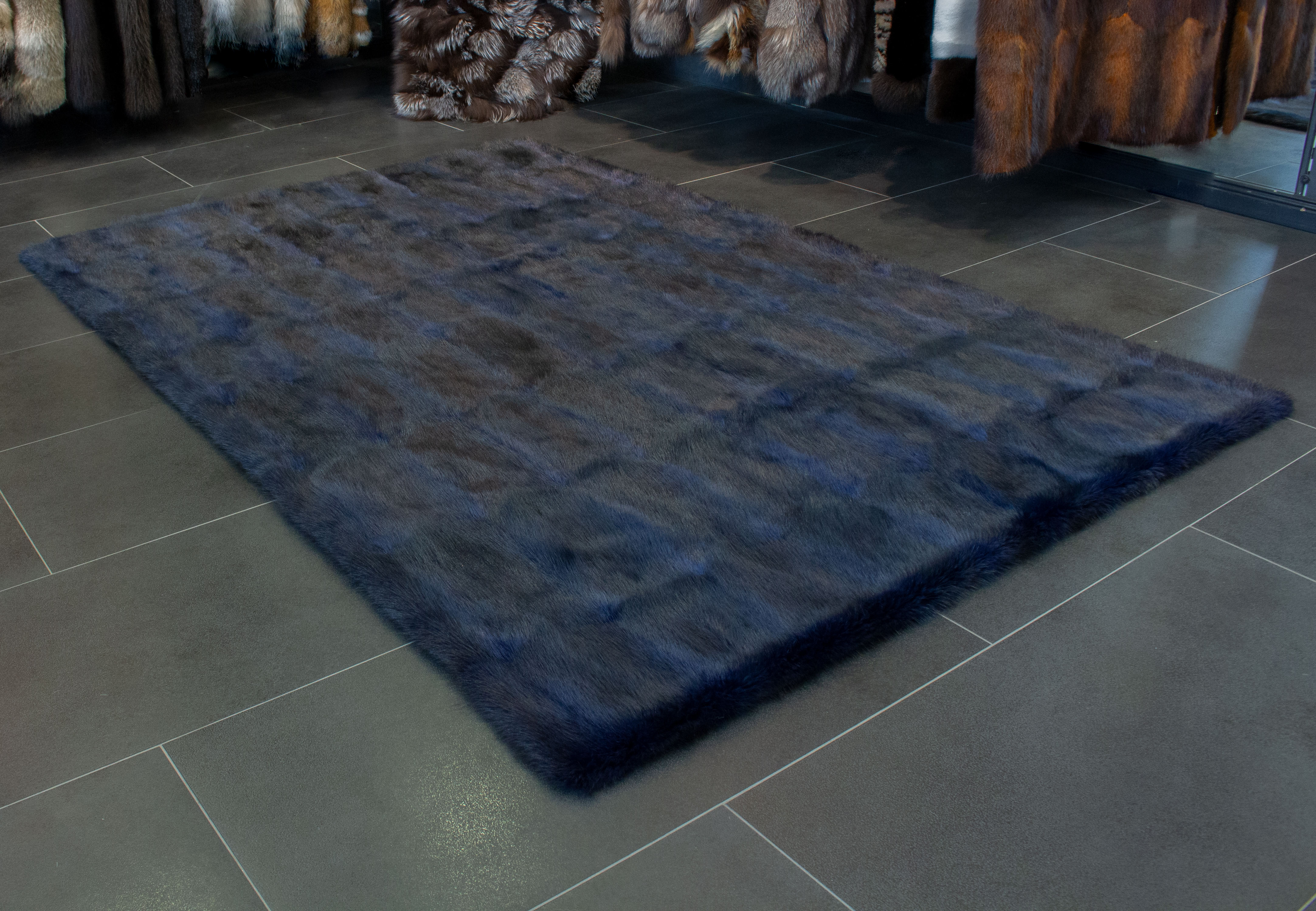 Blue Muskrat Fur Carpet