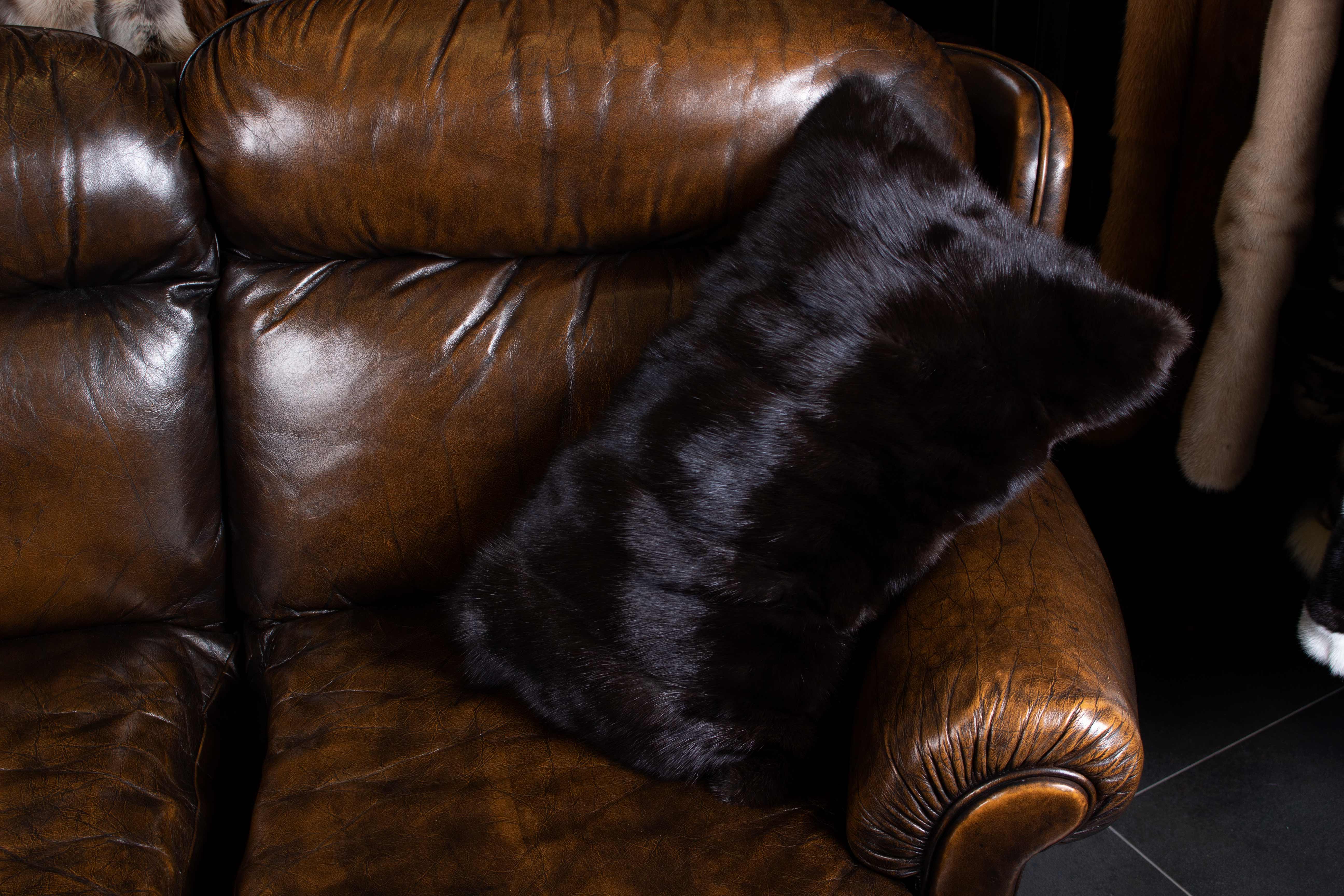 Russian Sable Fur Pillow Gray Smoke Real Fur