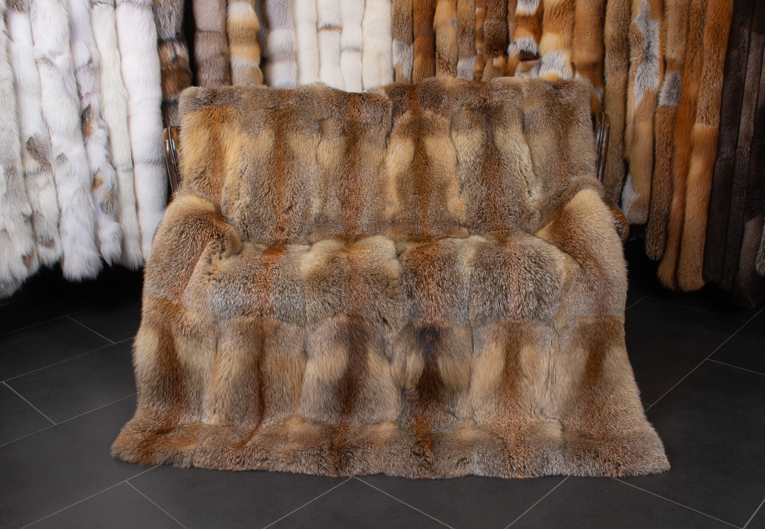 Dark Fur Blanket Made from European Red Fox
