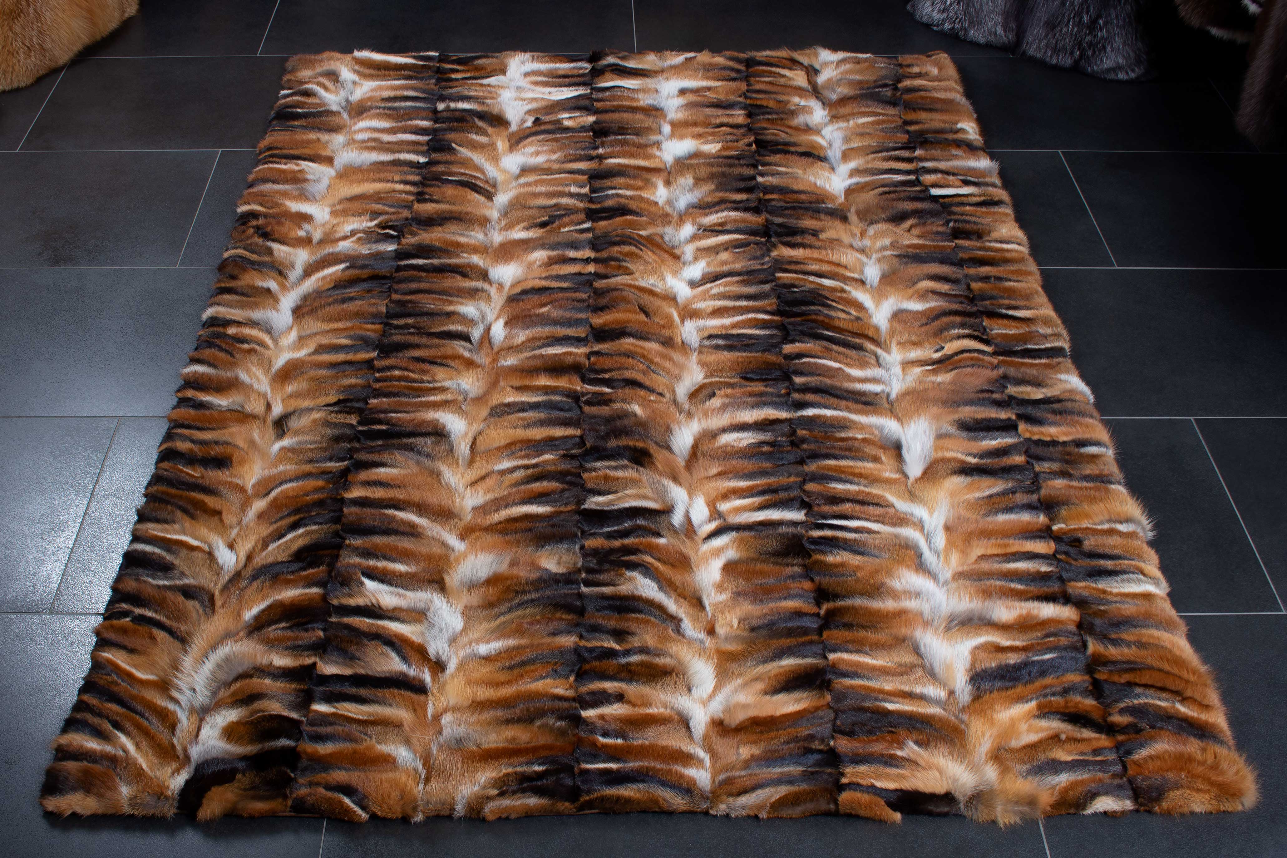 European Red Fox Fur Carpet "Dark Type"