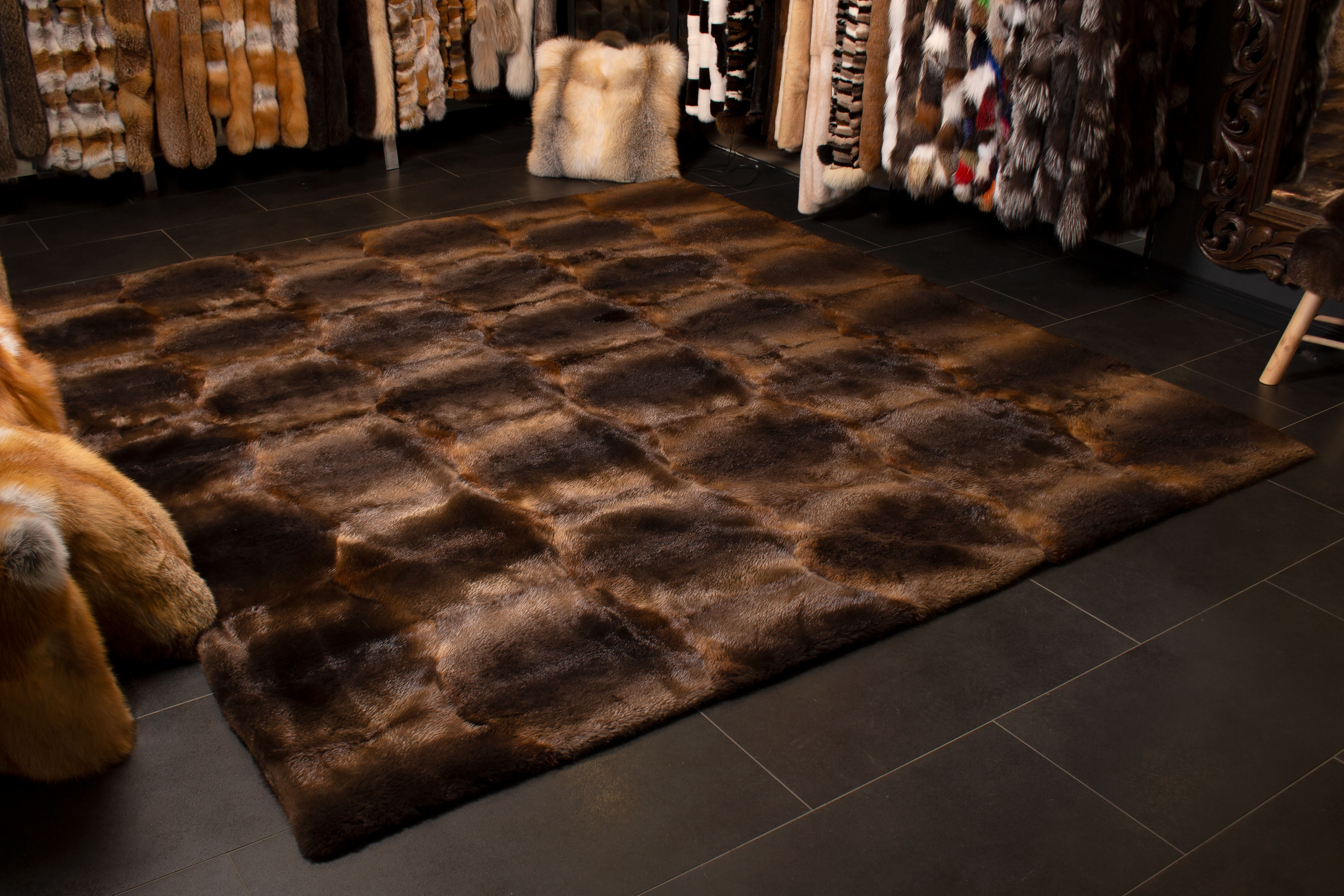 Beaver Fur Carpet for the Living Room