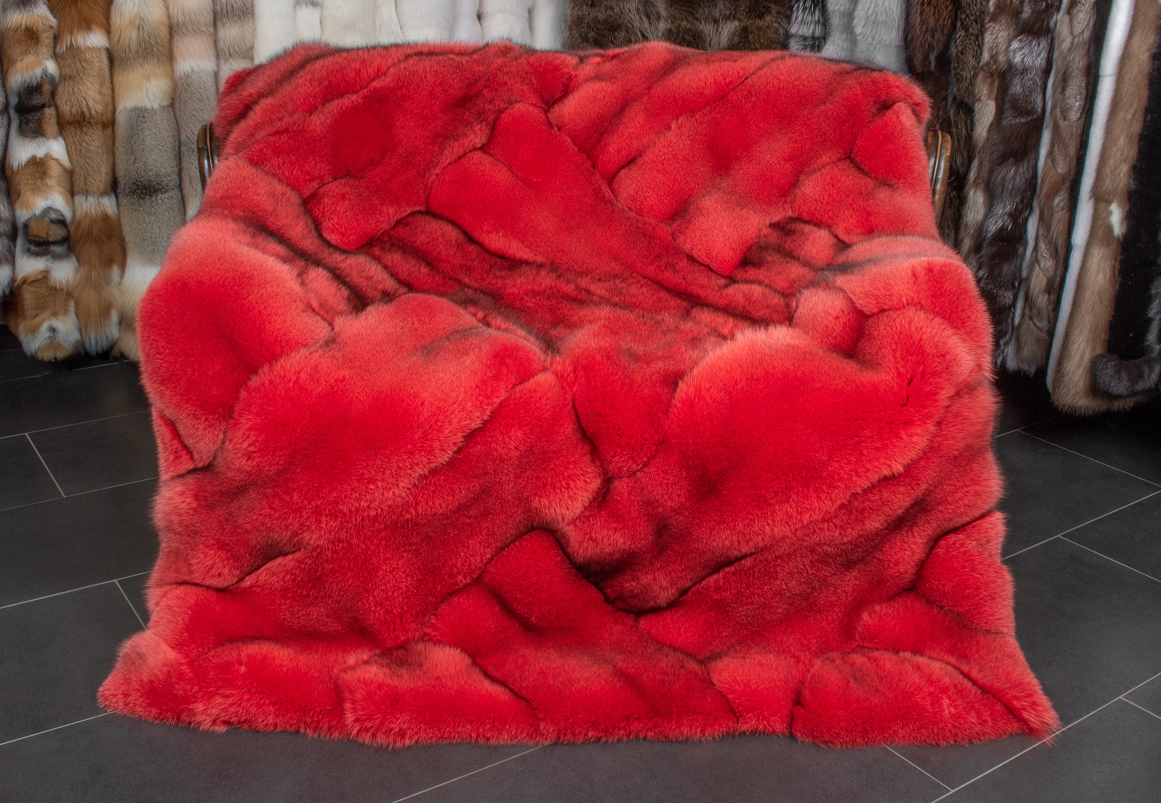 Blue Fox Blanket in Strawberry Red