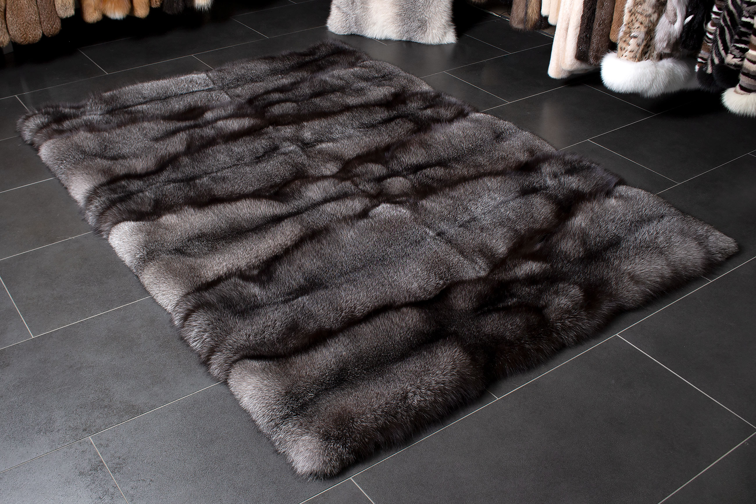 Blue Frost Fur Rug made with Scandinavian Real Fur