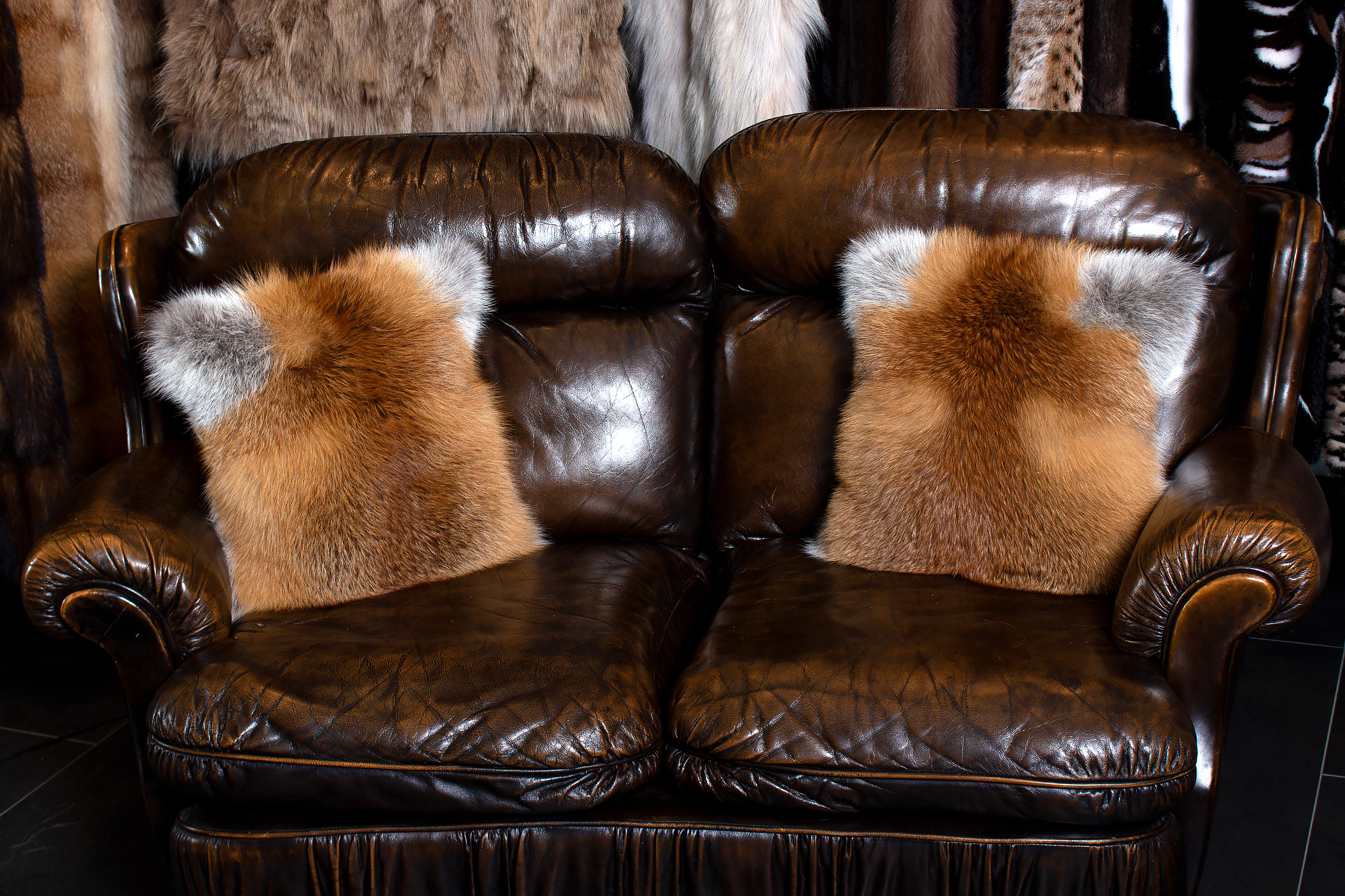 Genuine Red Fox Fur Pillow made with European Foxes