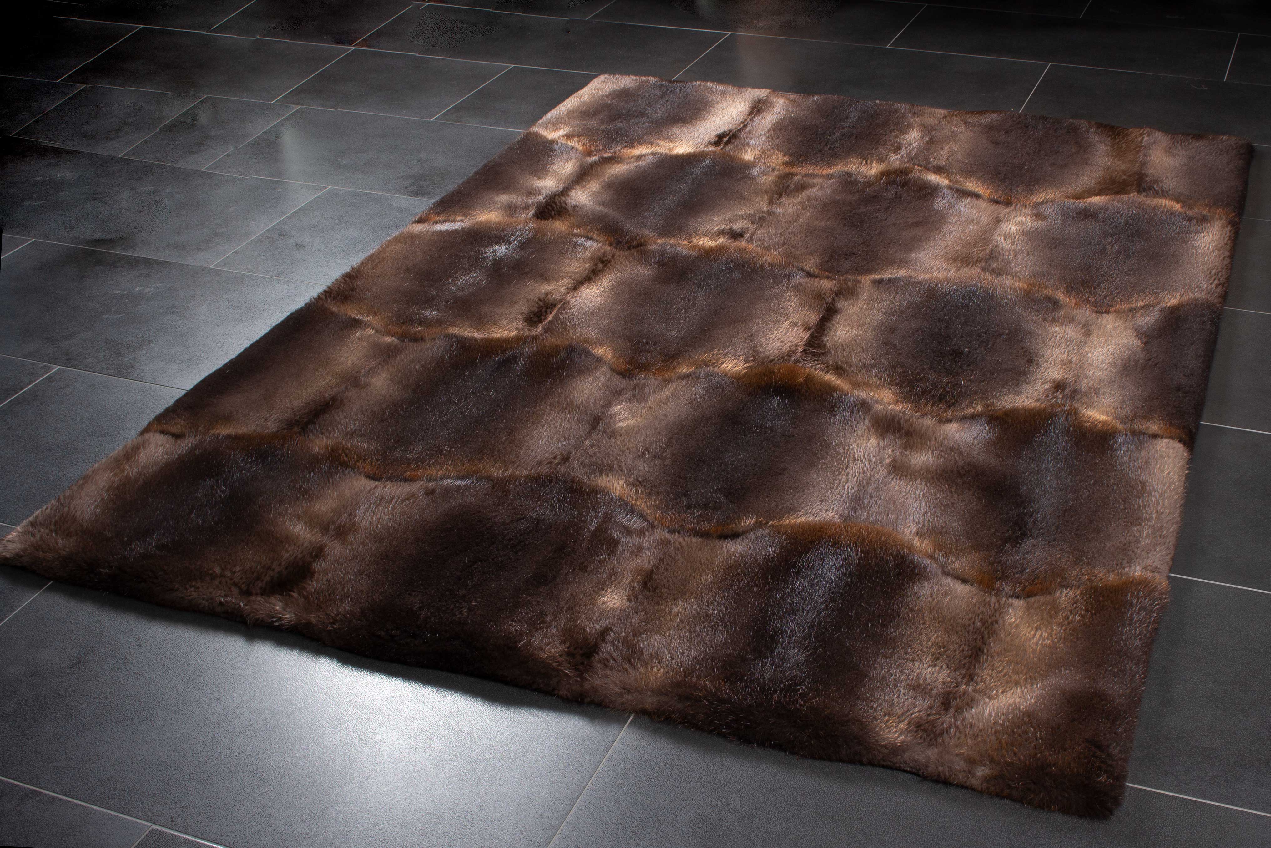 Beaver Fur Carpet made of Wild Fur - "Winter Dream"