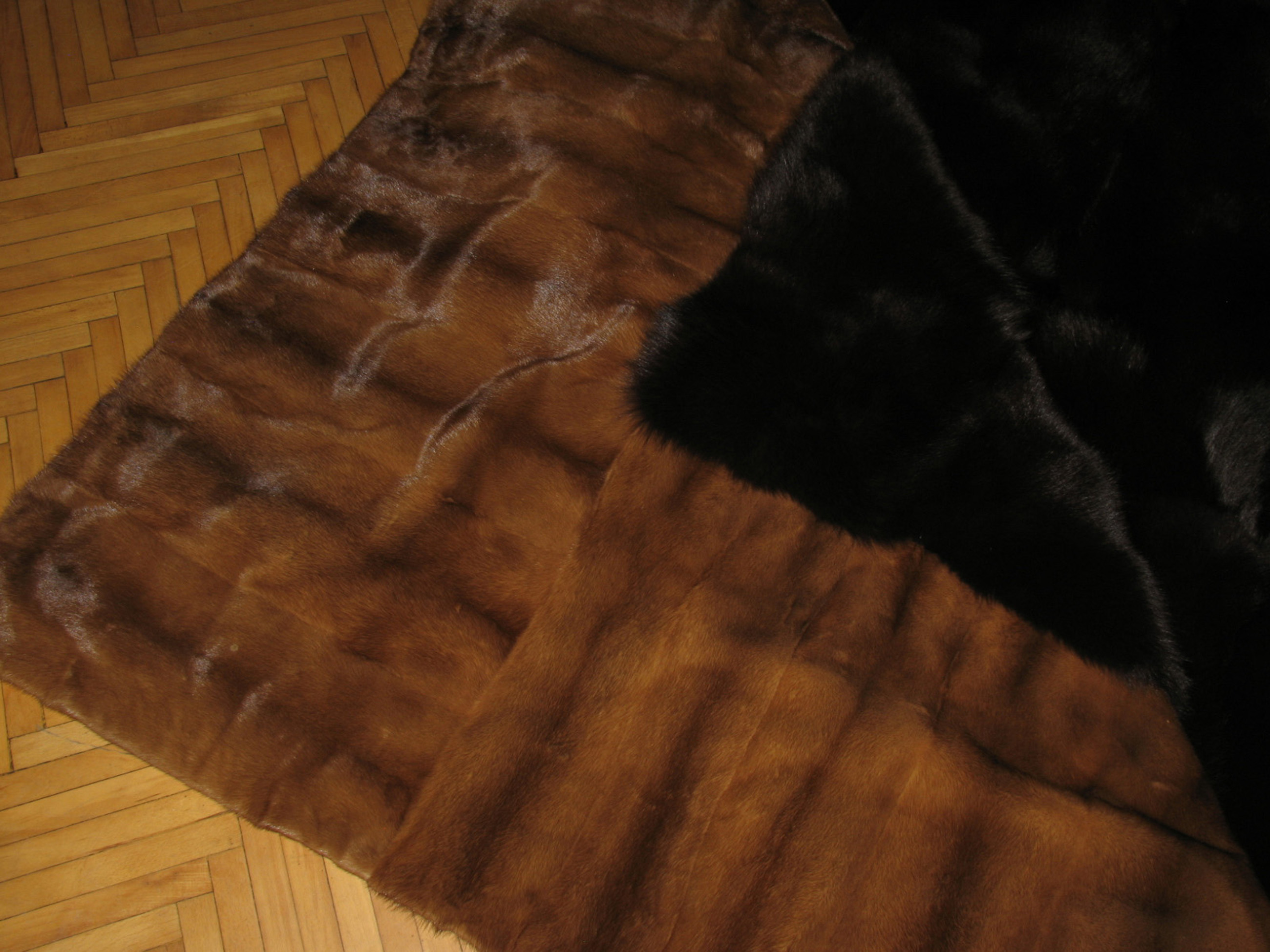 Large Blue Fox Fur Carpet with Mink Border