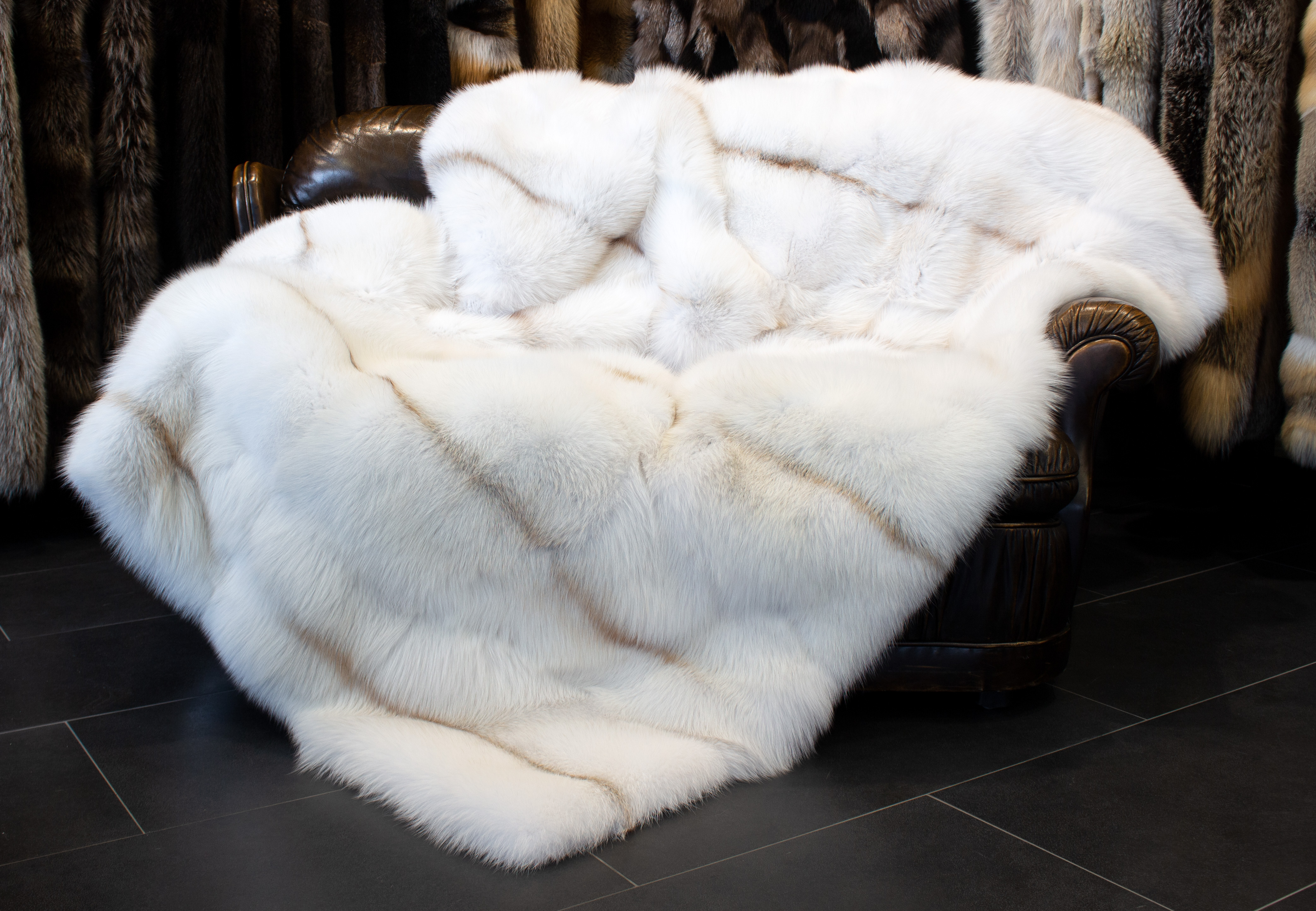 Golden Island Arctic Frost Fox Fur Blanket