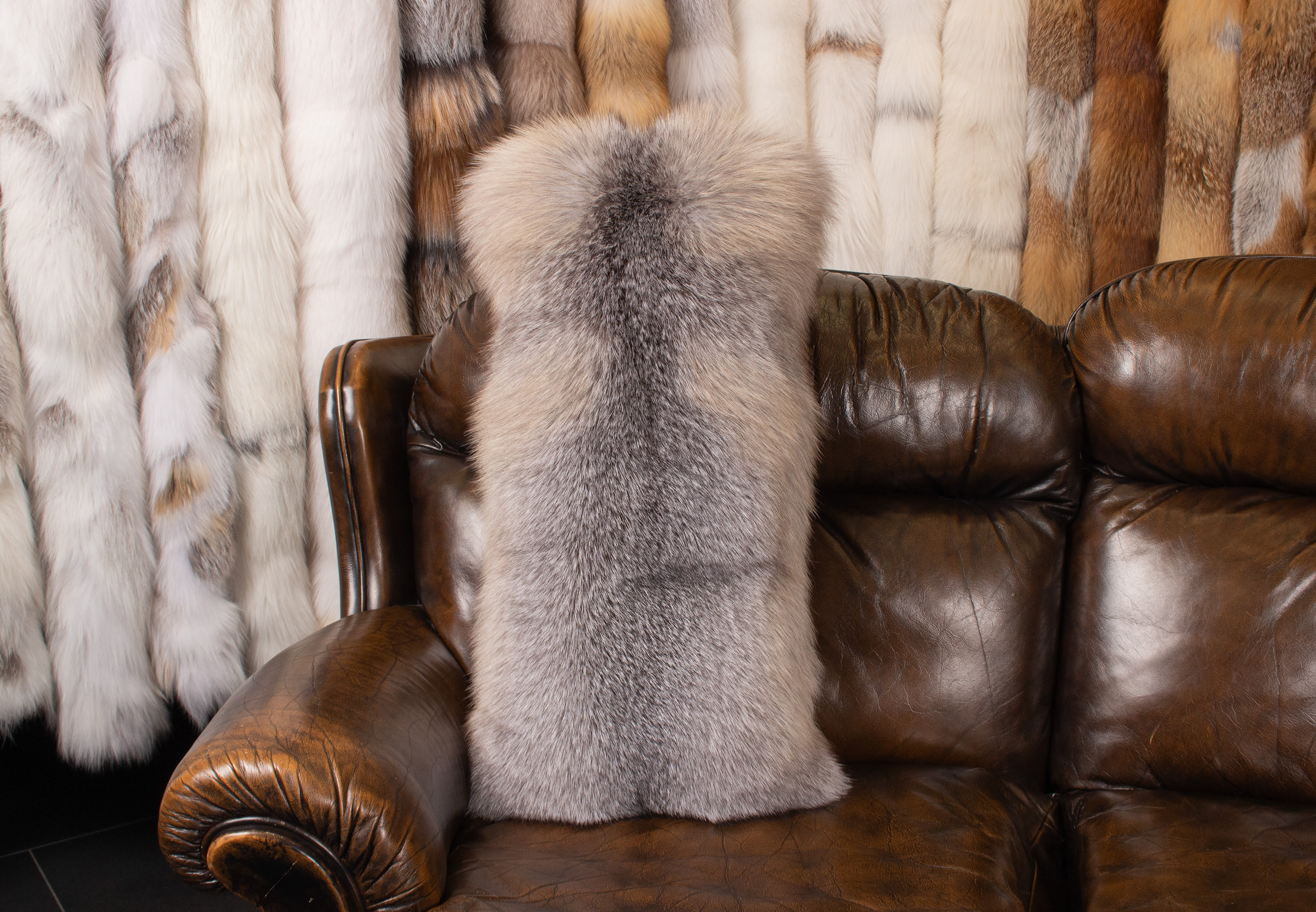 Cuddly Blue Frost Fox Fur Pillow 'Northern Light'