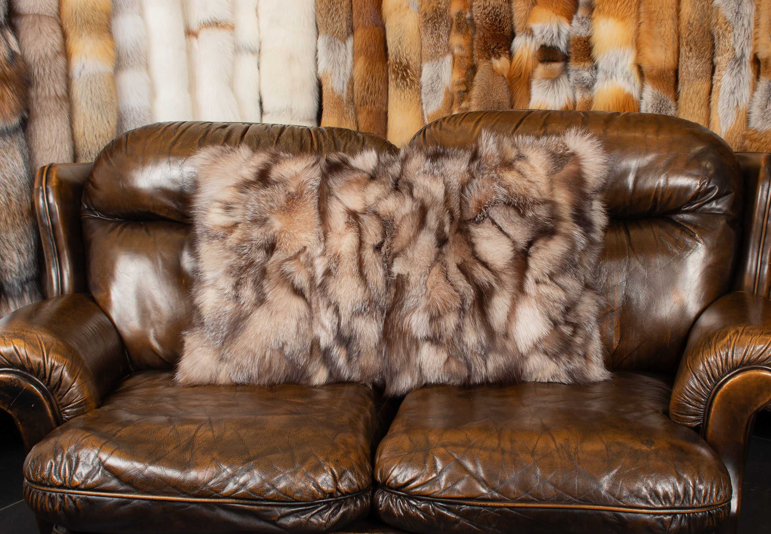 Real Fox Sides Fur Cushion