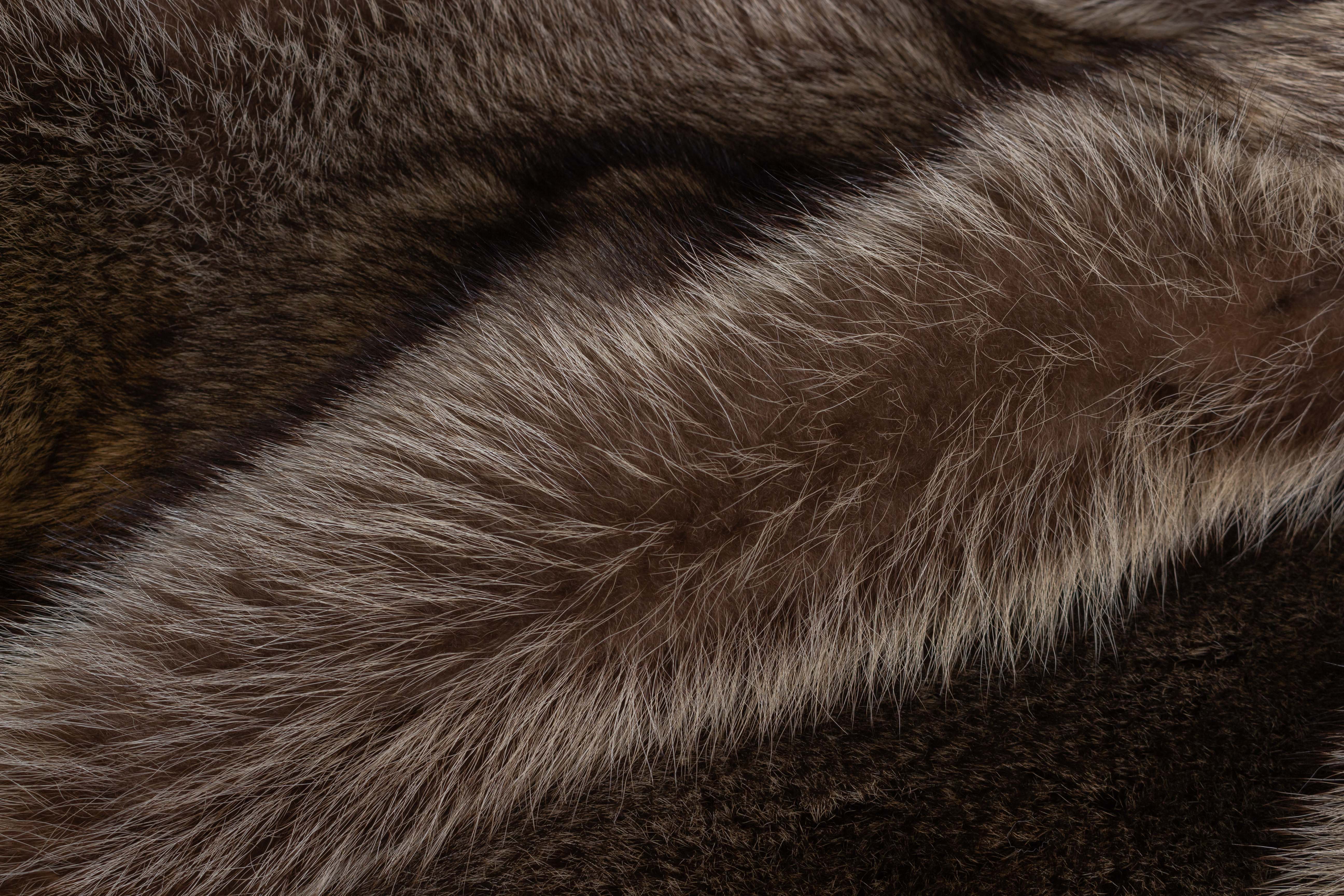 Canadian Raccoon Fur Blanket with Fur on Both Sides