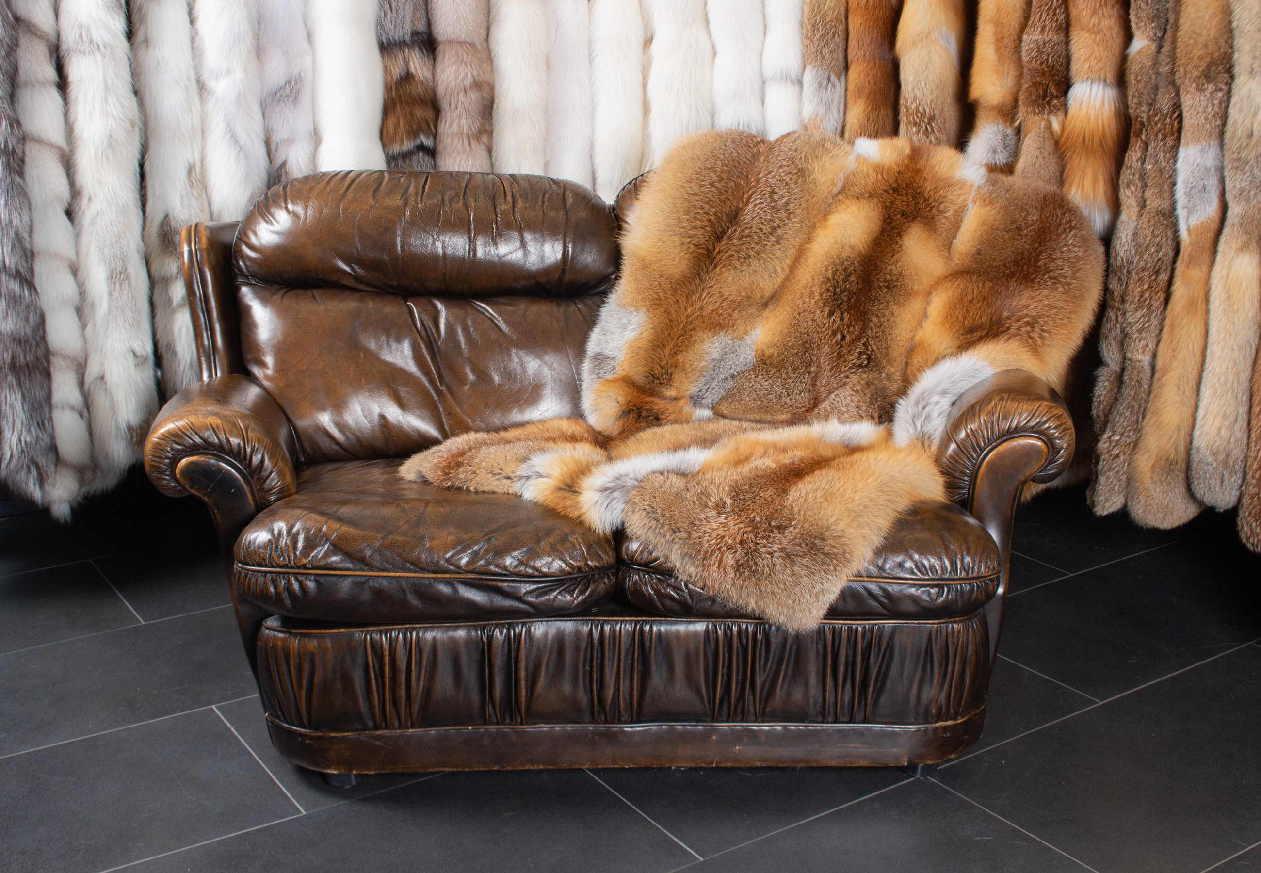European Red Fox Fur Plaid