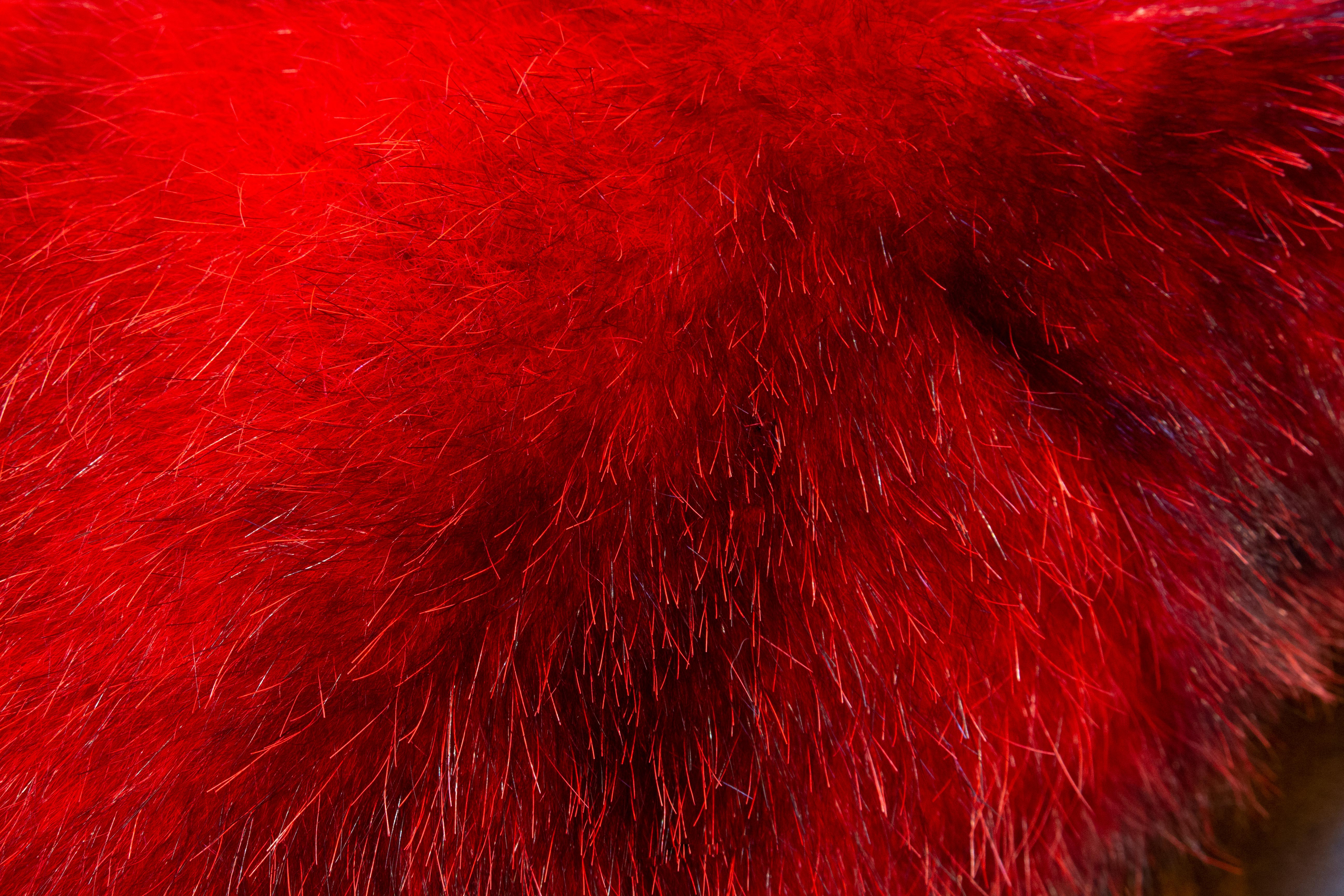 Double-sided Possum Fur Cushion in Red