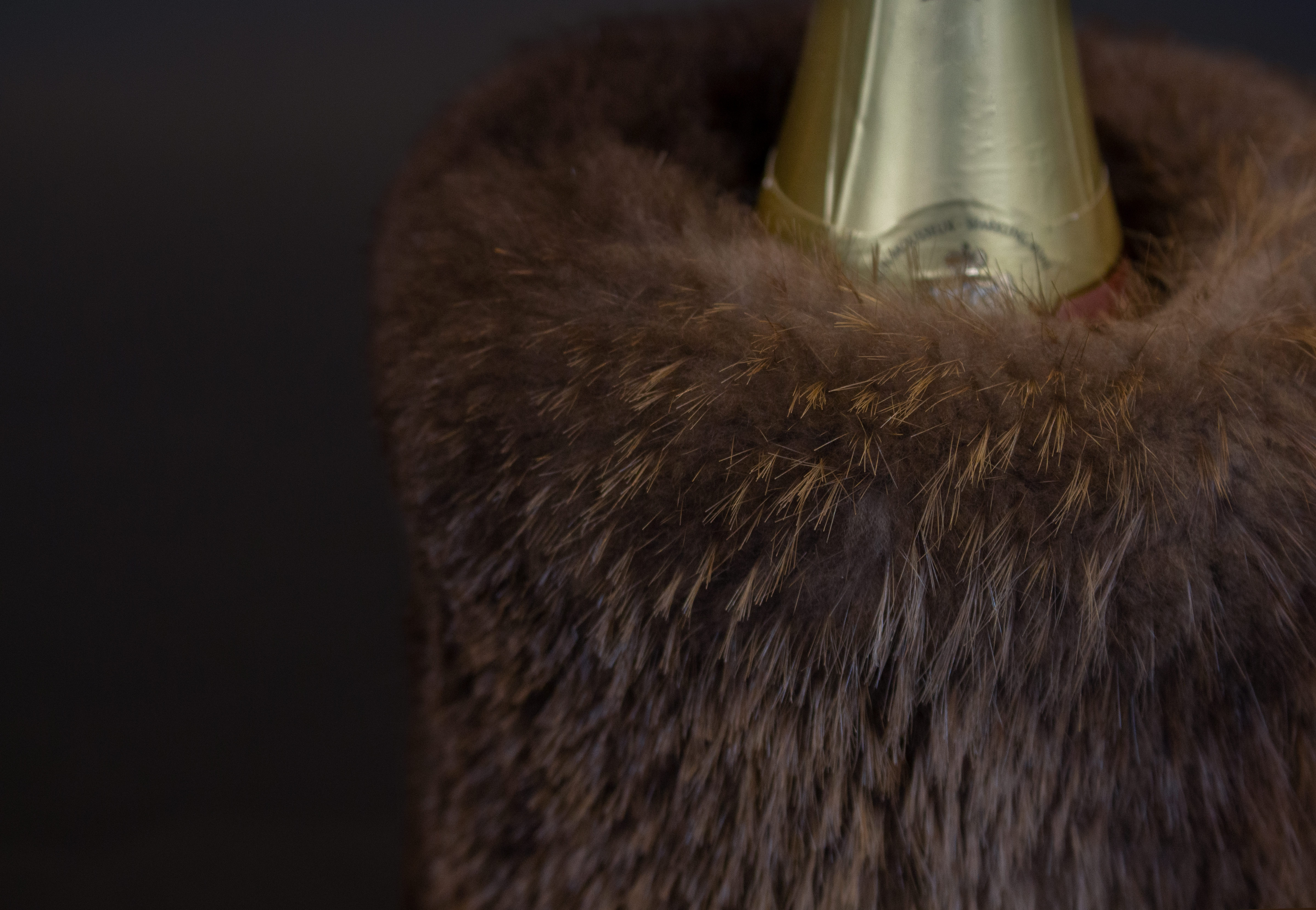 Wine Chiller made of Canadian Beaver Fur in brown