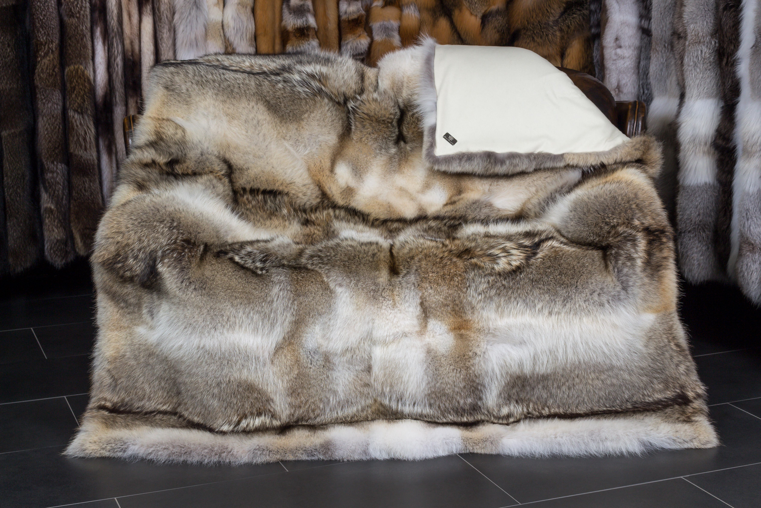 Canadian Coyote Fur Throw - "Top Lot Award"