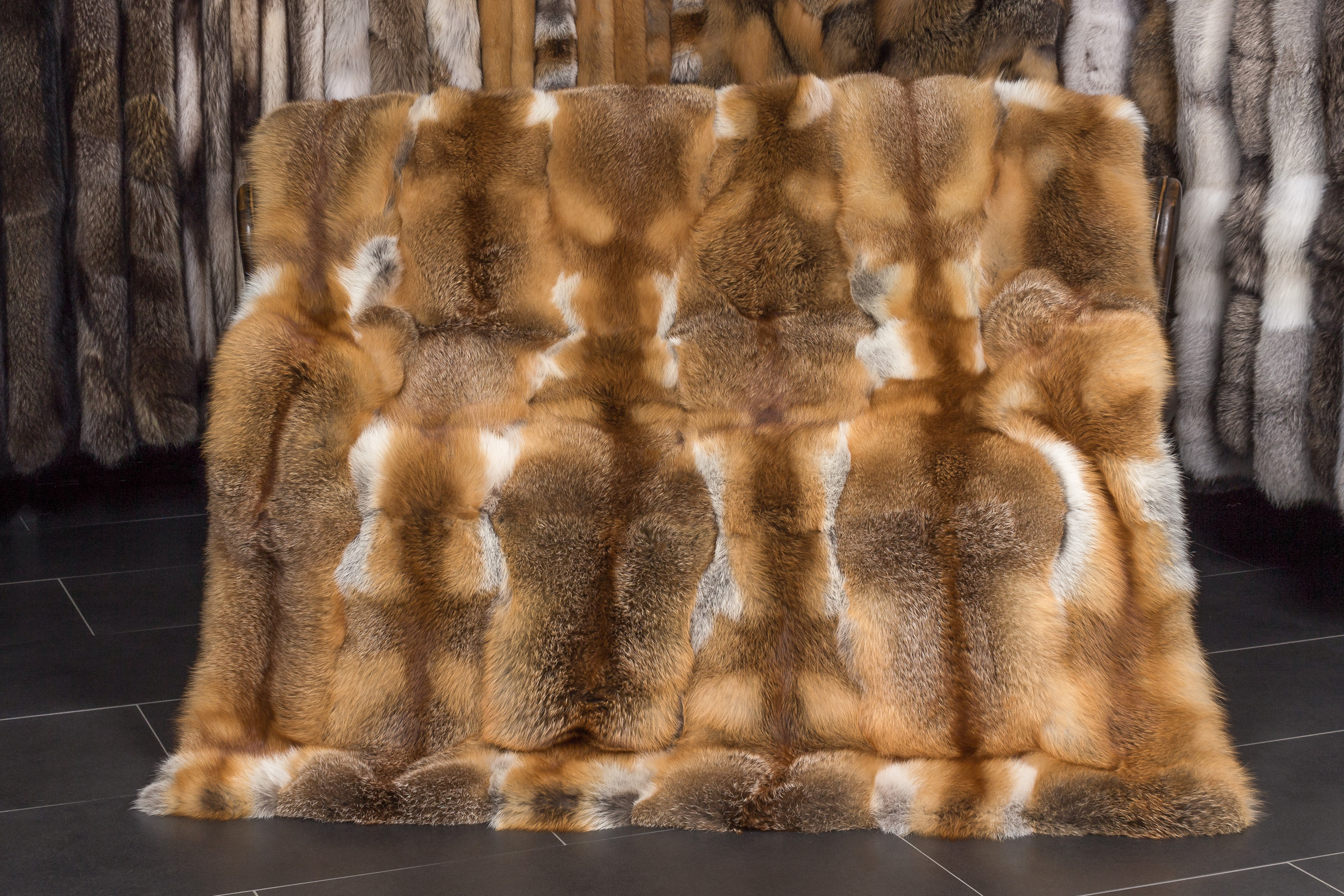 Genuine European Red Fox Fur Blanket "Davos"
