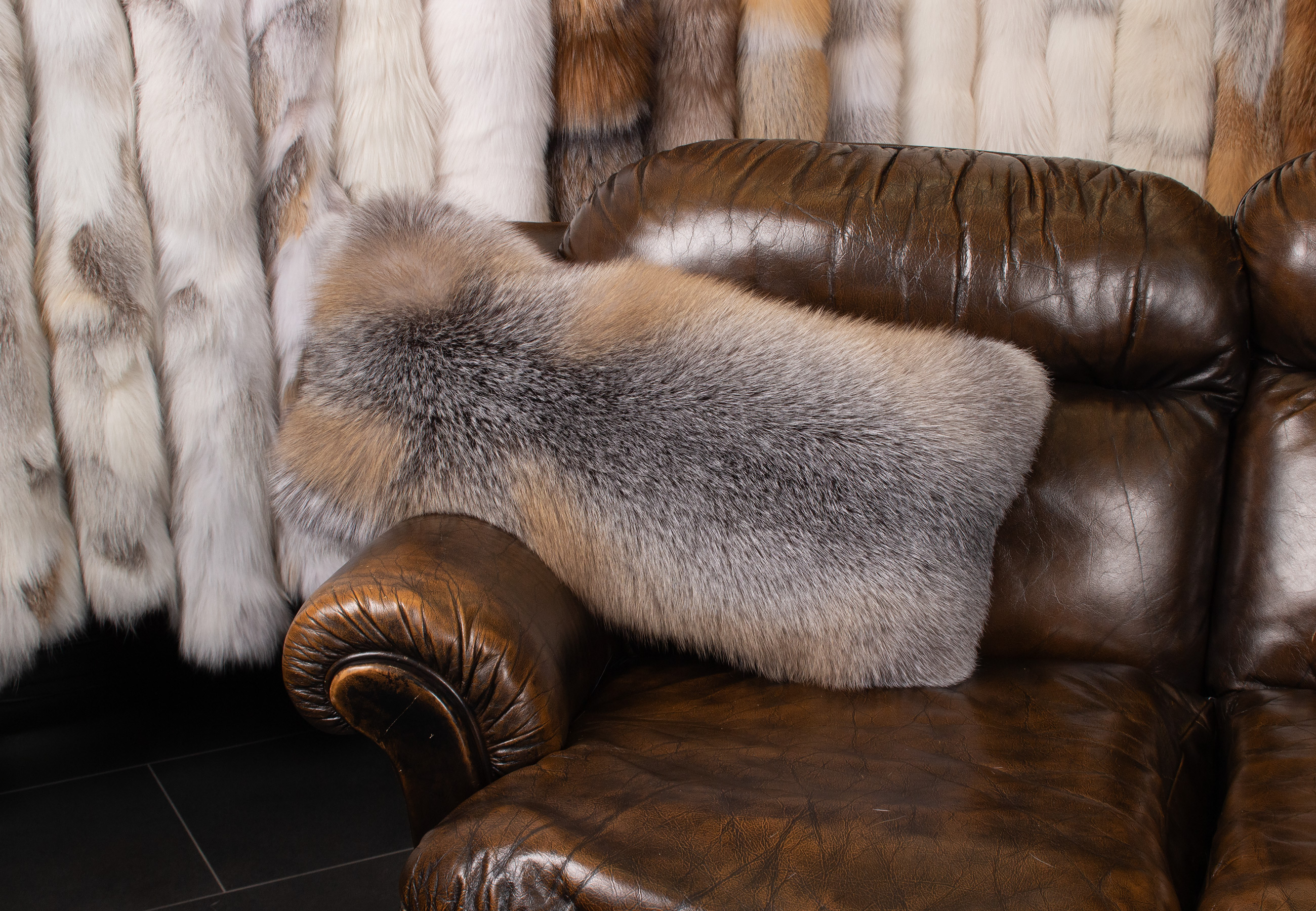 Blue Frost Fox Fur Cushion 'Northern Light'